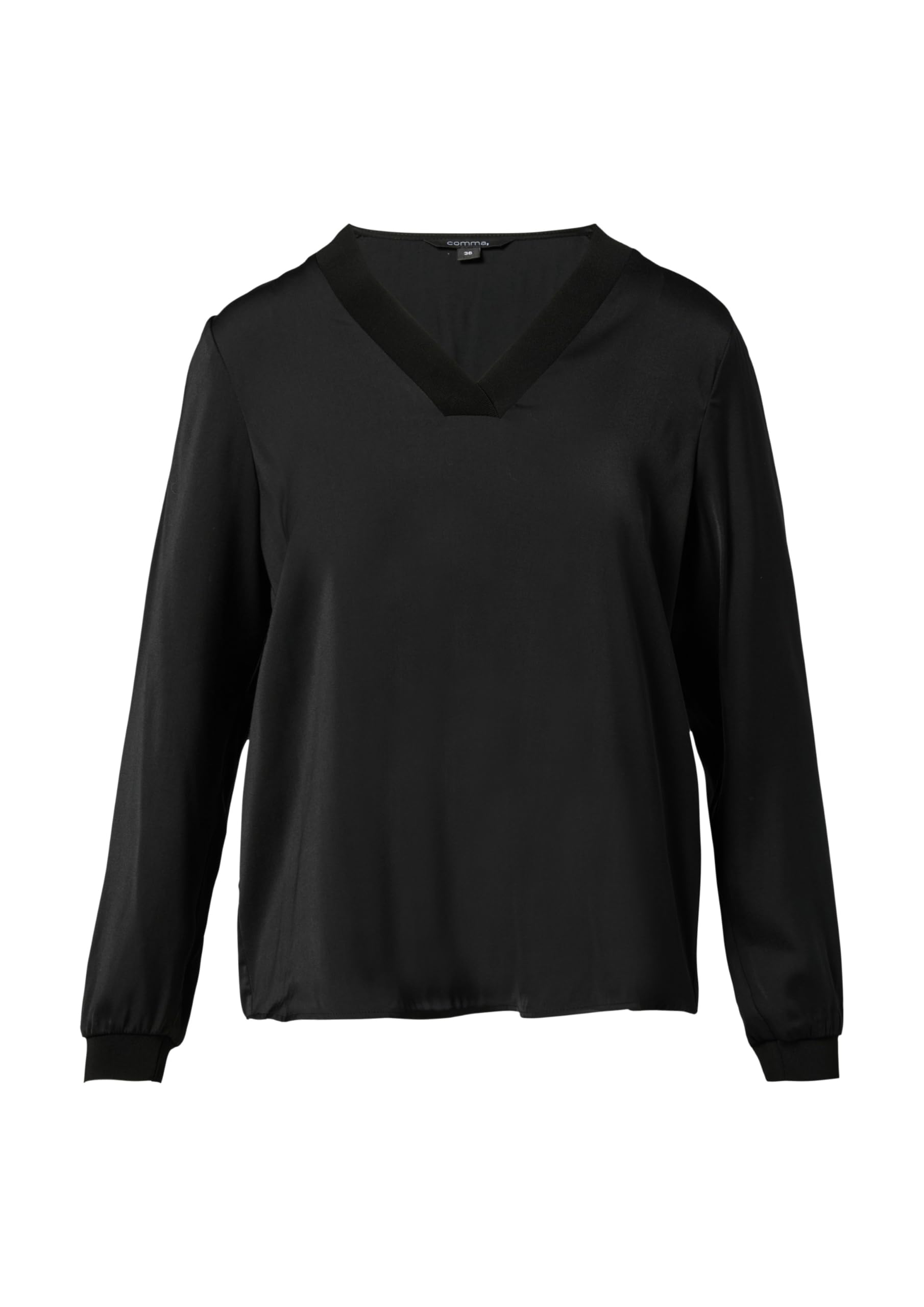 comma-satin-bluse-damen-schwarz-mit-rippb-ndchen image 3