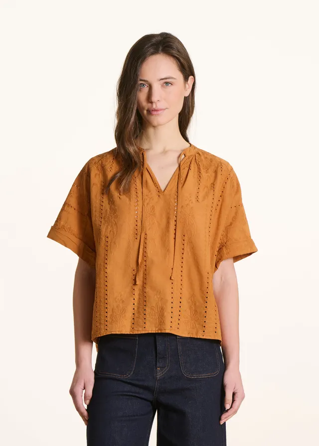 la-f-e-marabout-e-felina-bluse-ocker-broderie-baumwolle image 1