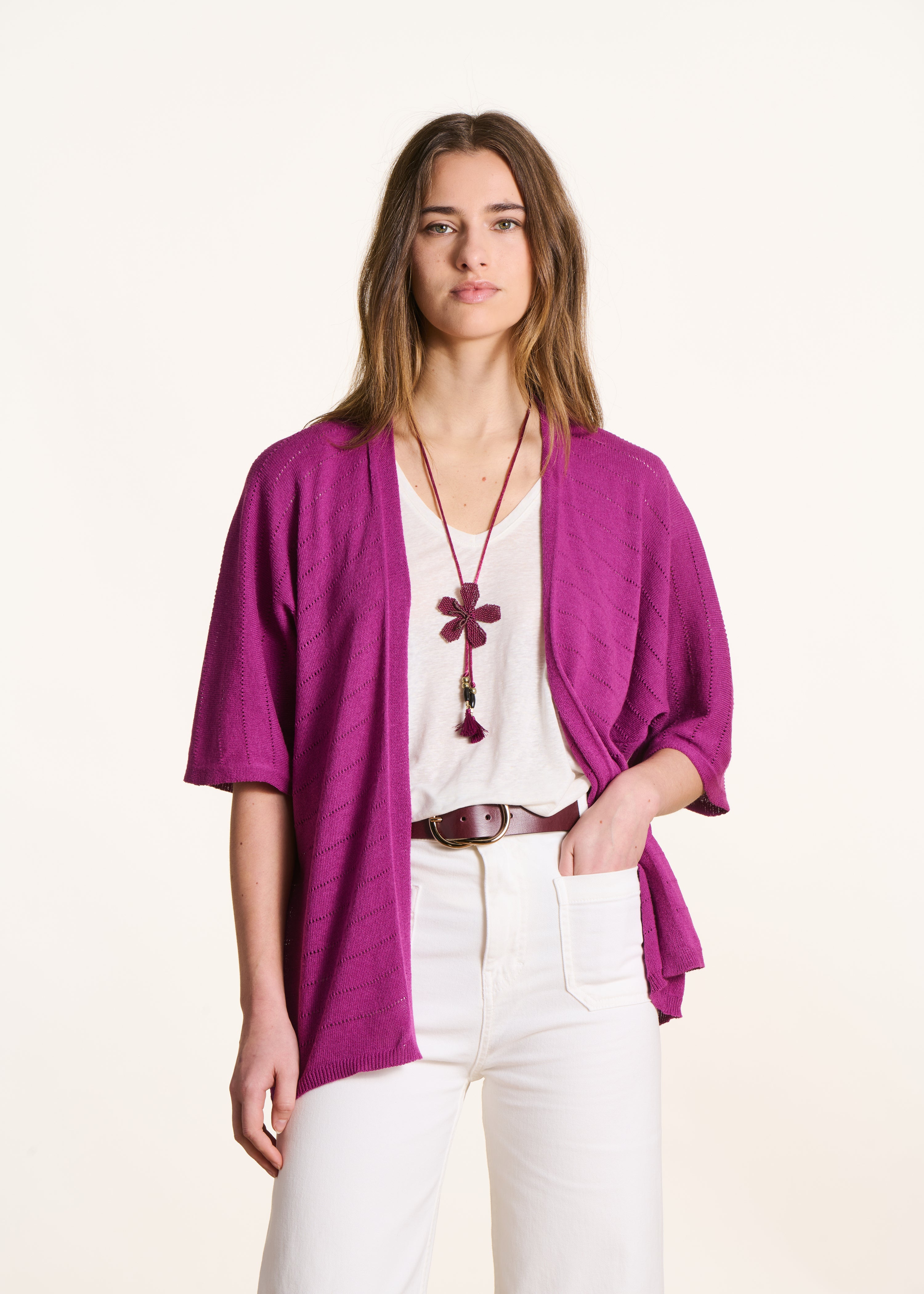 la-f-e-marabout-e-strickweste-violett-gilet-kurzarm image 1