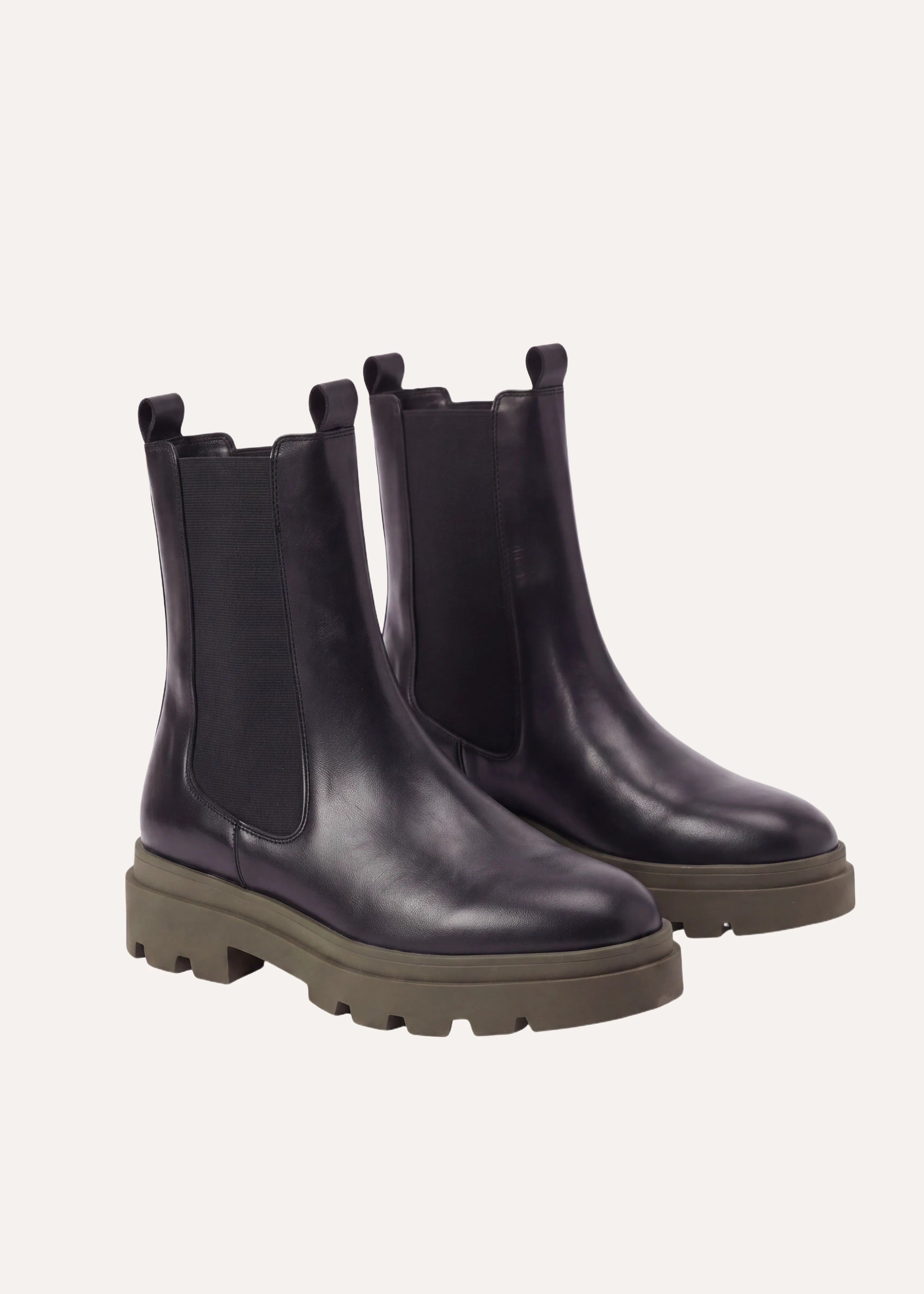 la-f-e-marabout-e-grabel-chelsea-boots-damen-schwarz-khaki-leder image 2