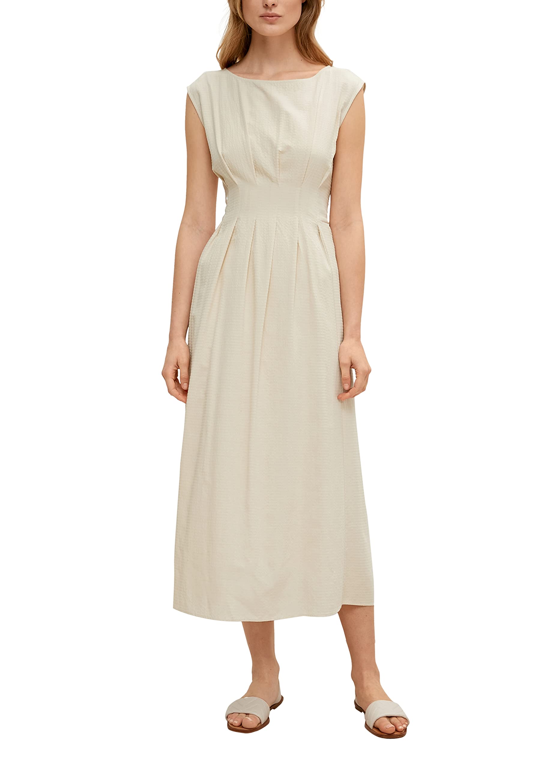 comma-kurz-kleid-beige-gr-e-40-mit-raffdetail image 1