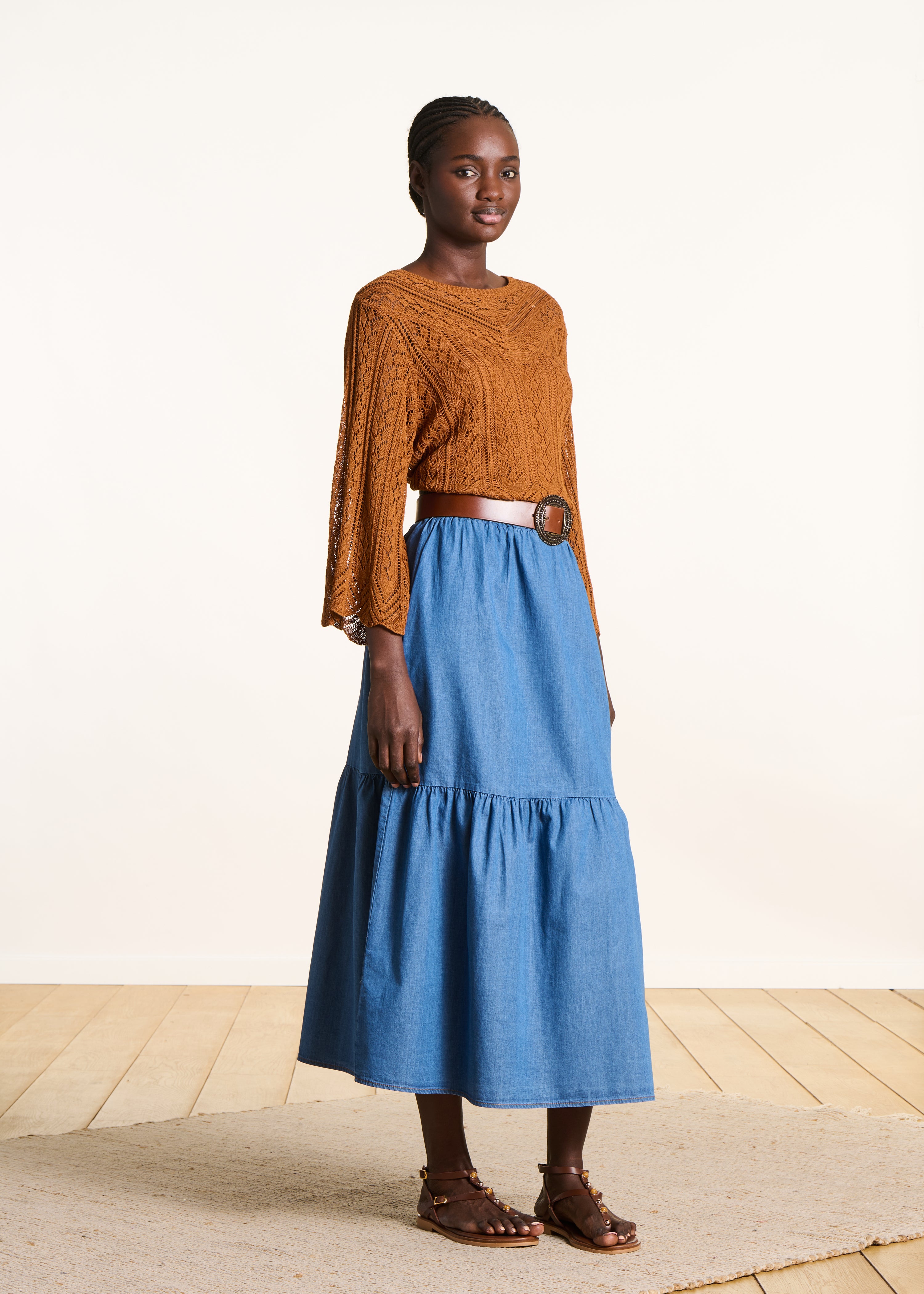 la-f-e-marabout-e-fiole-jeansrock-blau-midi-volant image 1