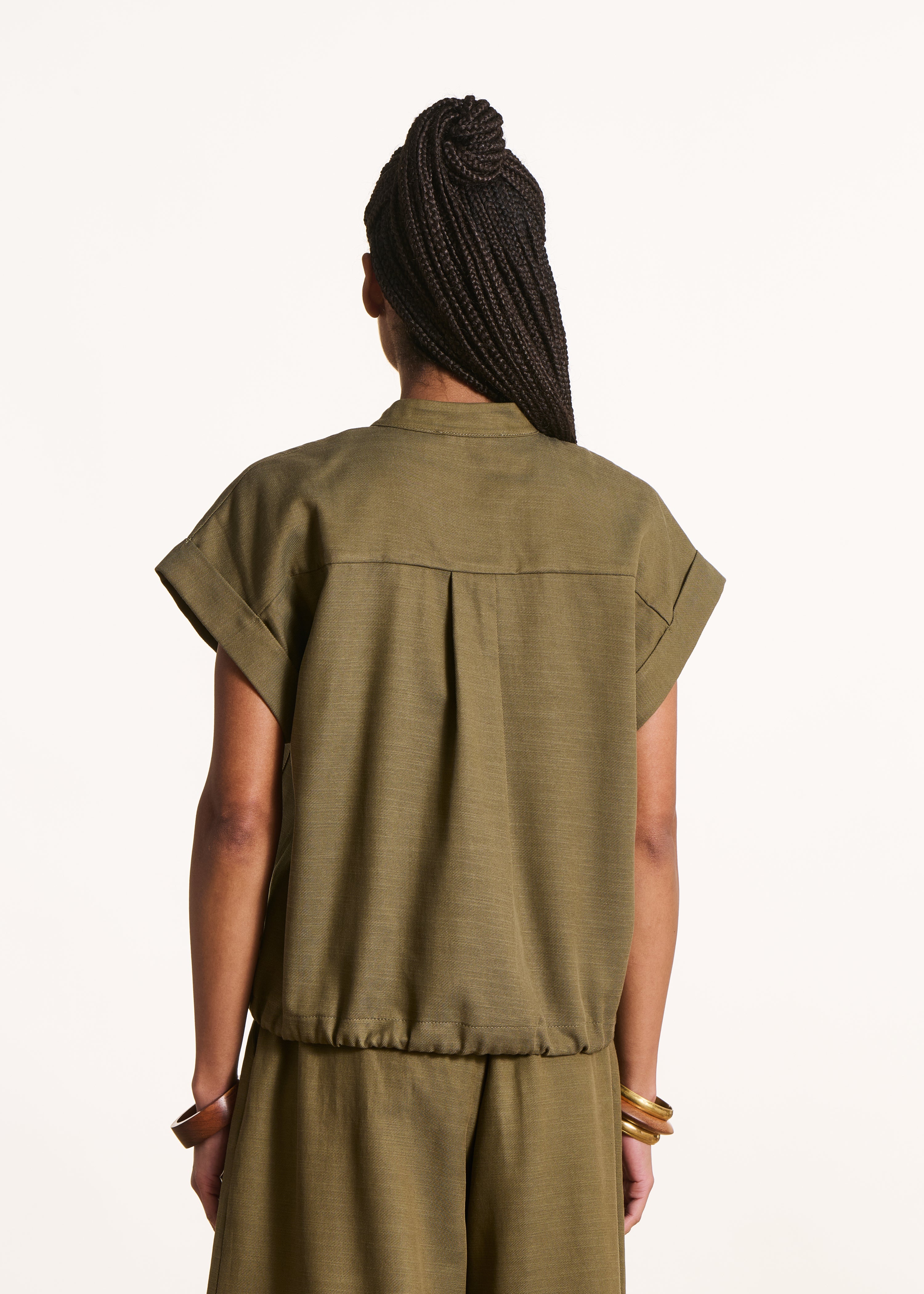 la-f-e-marabout-e-foro-bluse-khaki-kurzarm-lyocell image 3