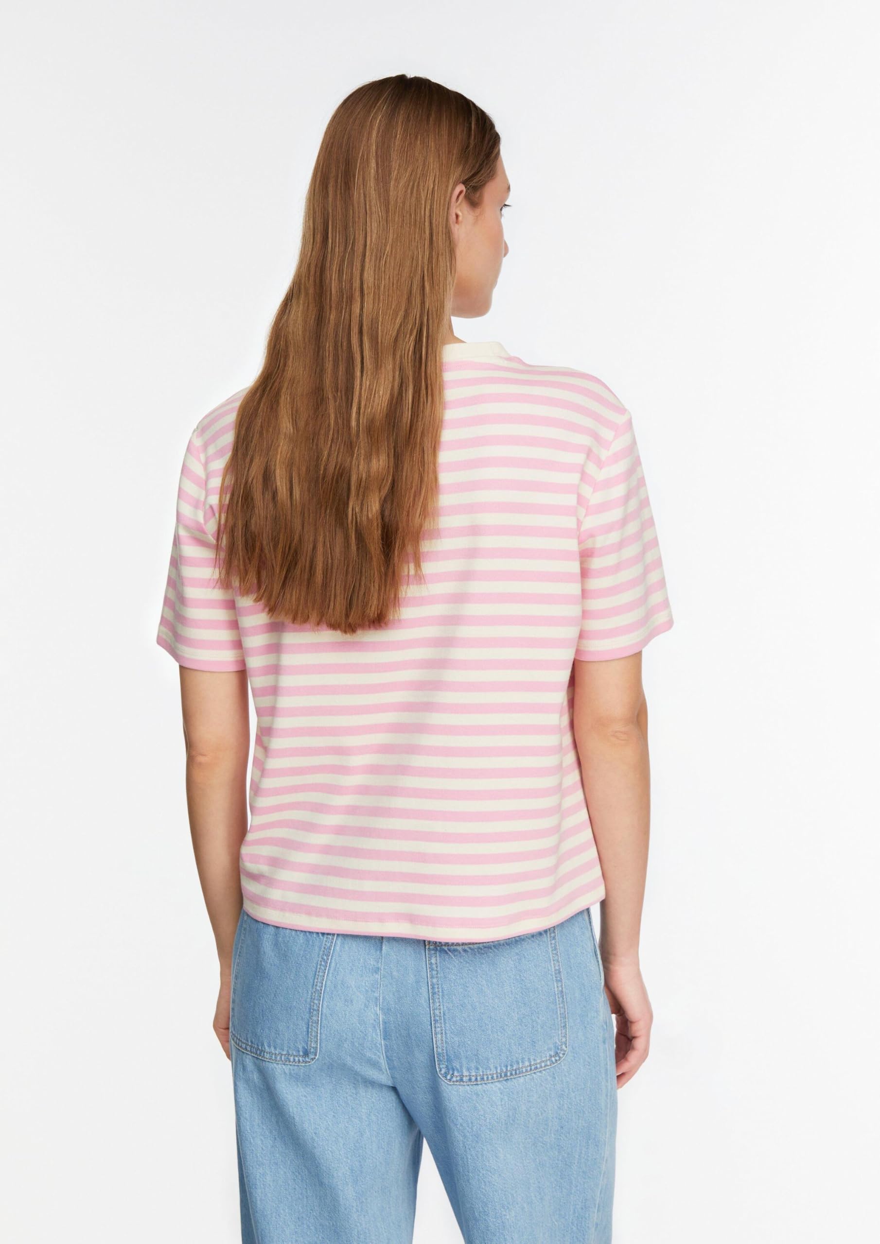 comma-t-shirt-regular-fit-streifen-rundhals-zartrosa image 7