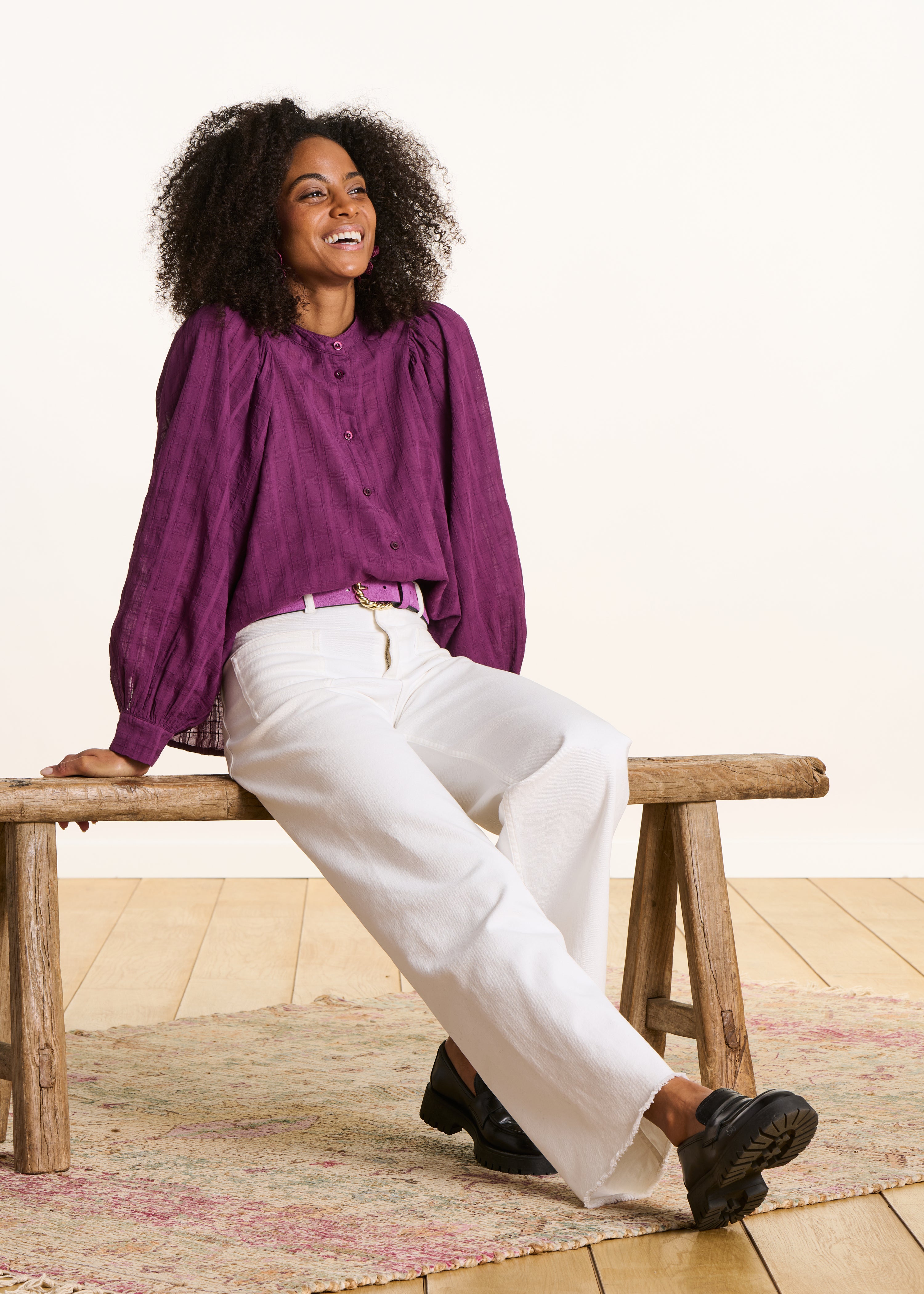 la-f-e-marabout-e-bluse-violett-karo-weit-baumwolle image 1