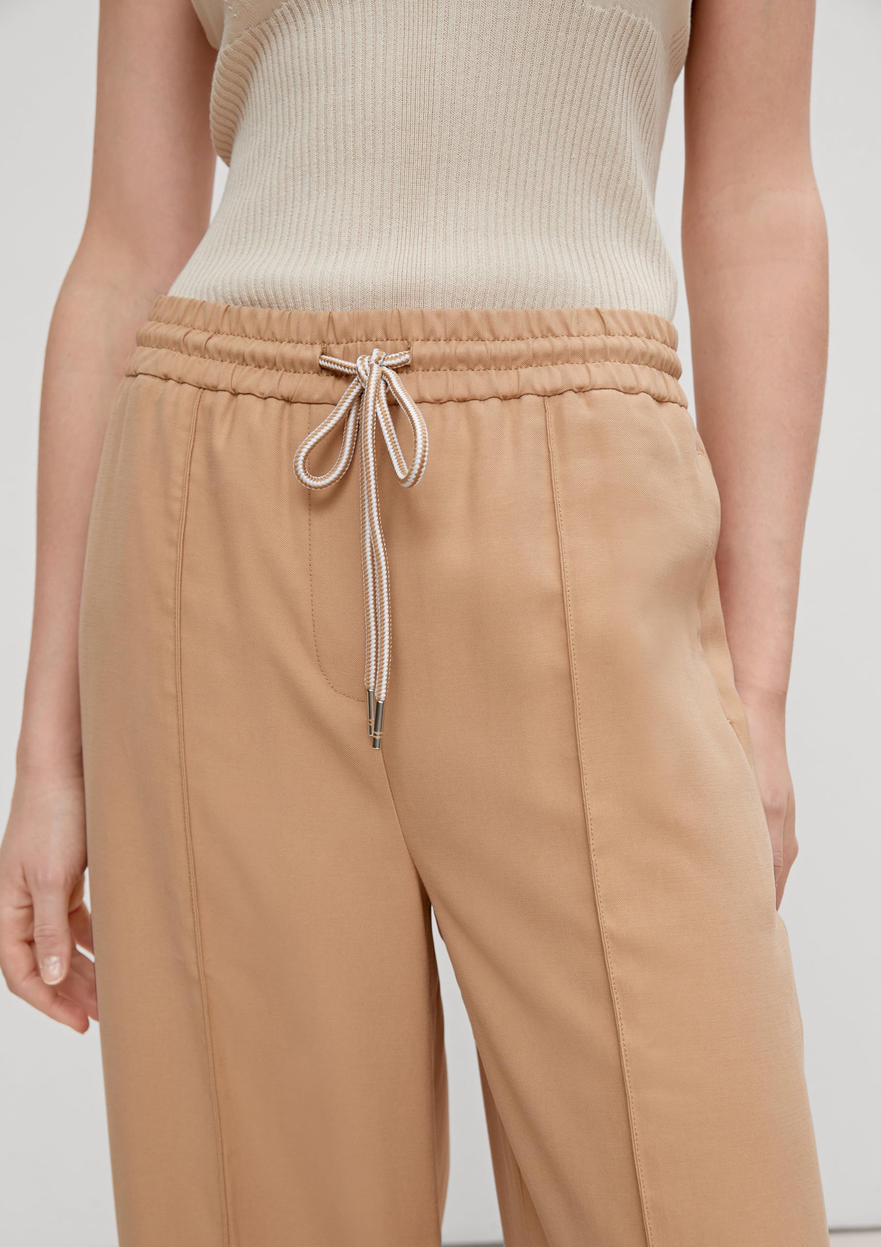 comma-trousers-marlenehose-gr-44-beige-saumschlitz-gummibund image 3