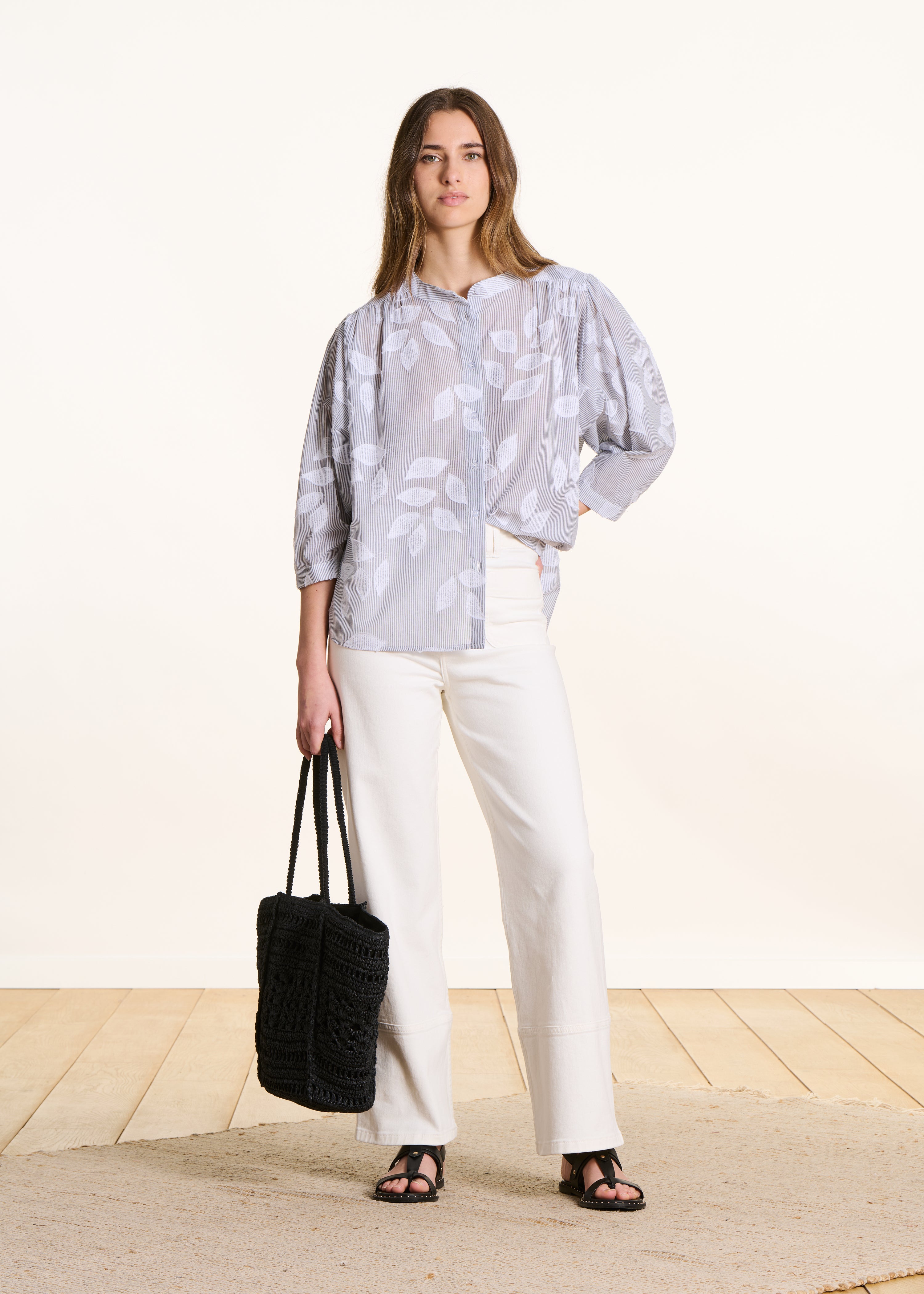 la-f-e-marabout-e-douwina-bluse-schwarz-baumwolle-floral image 2