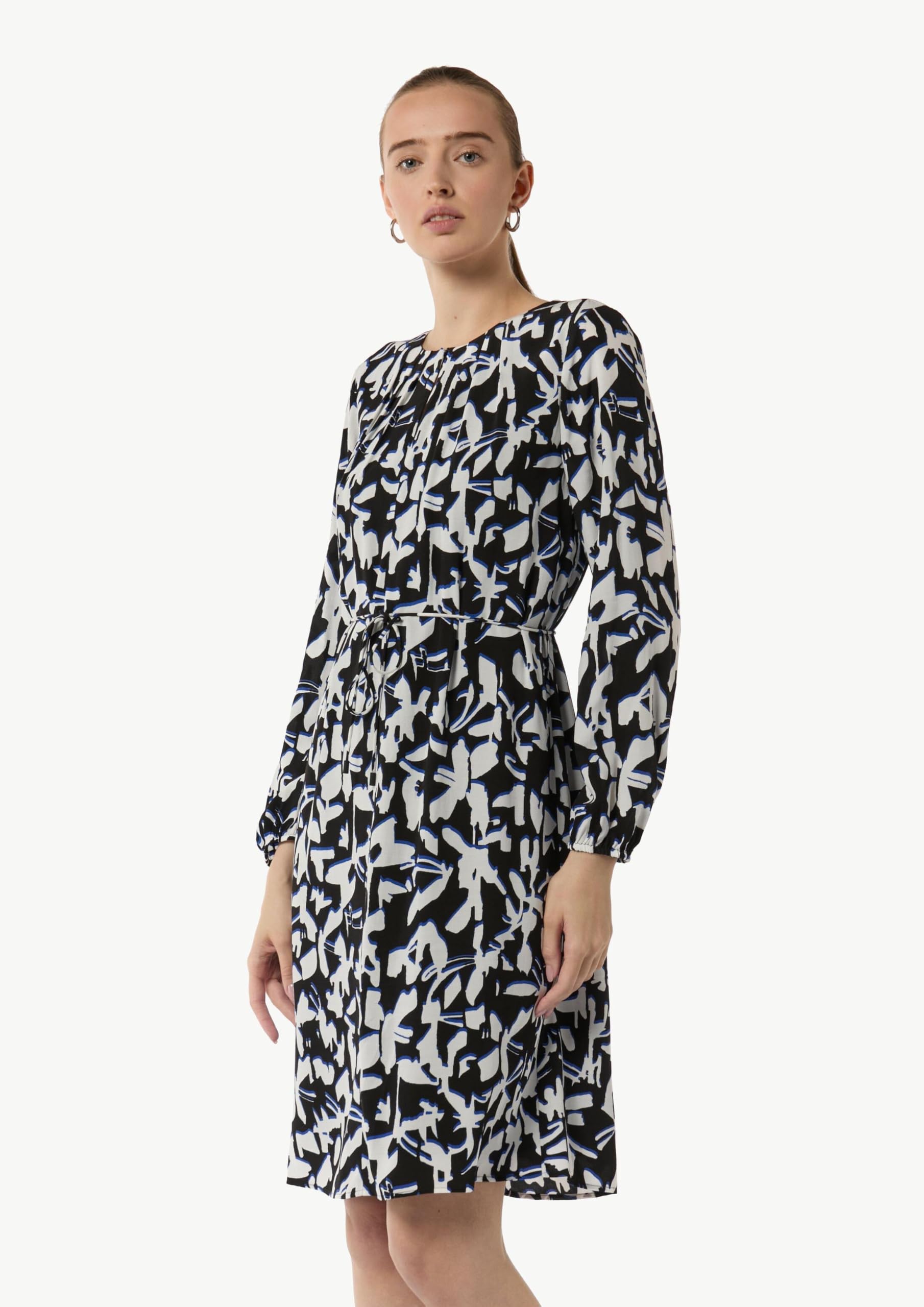 comma-gemustertes-midi-kleid-kleid-royalblau-viskose image 6