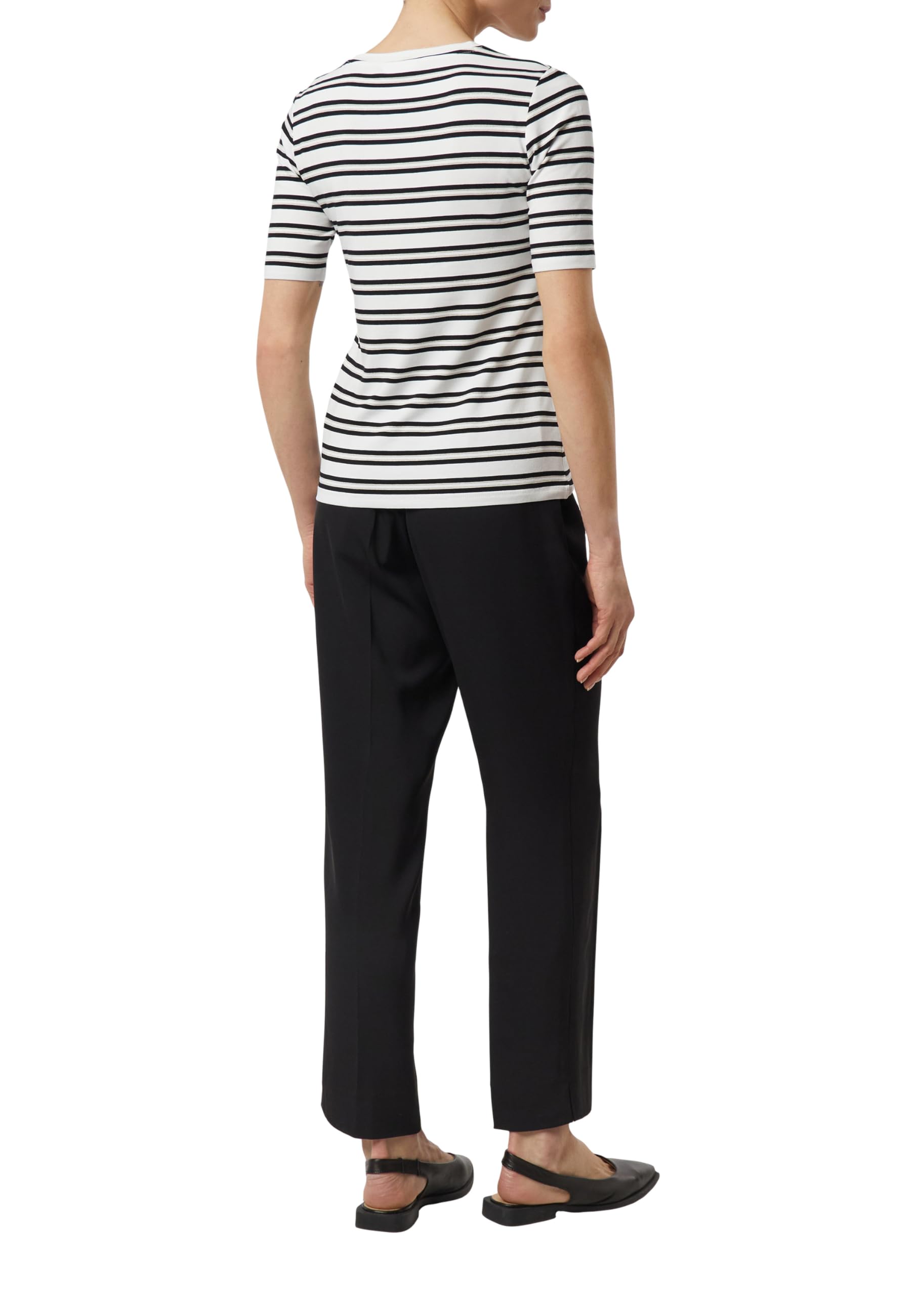 comma-tops-slim-fit-streifen-t-shirt-rundhals-grey-black image 2