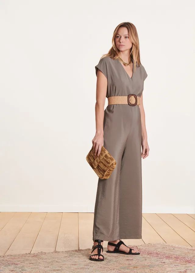 la-f-e-marabout-e-sedona-jumpsuit-khaki-kurzarm image 1