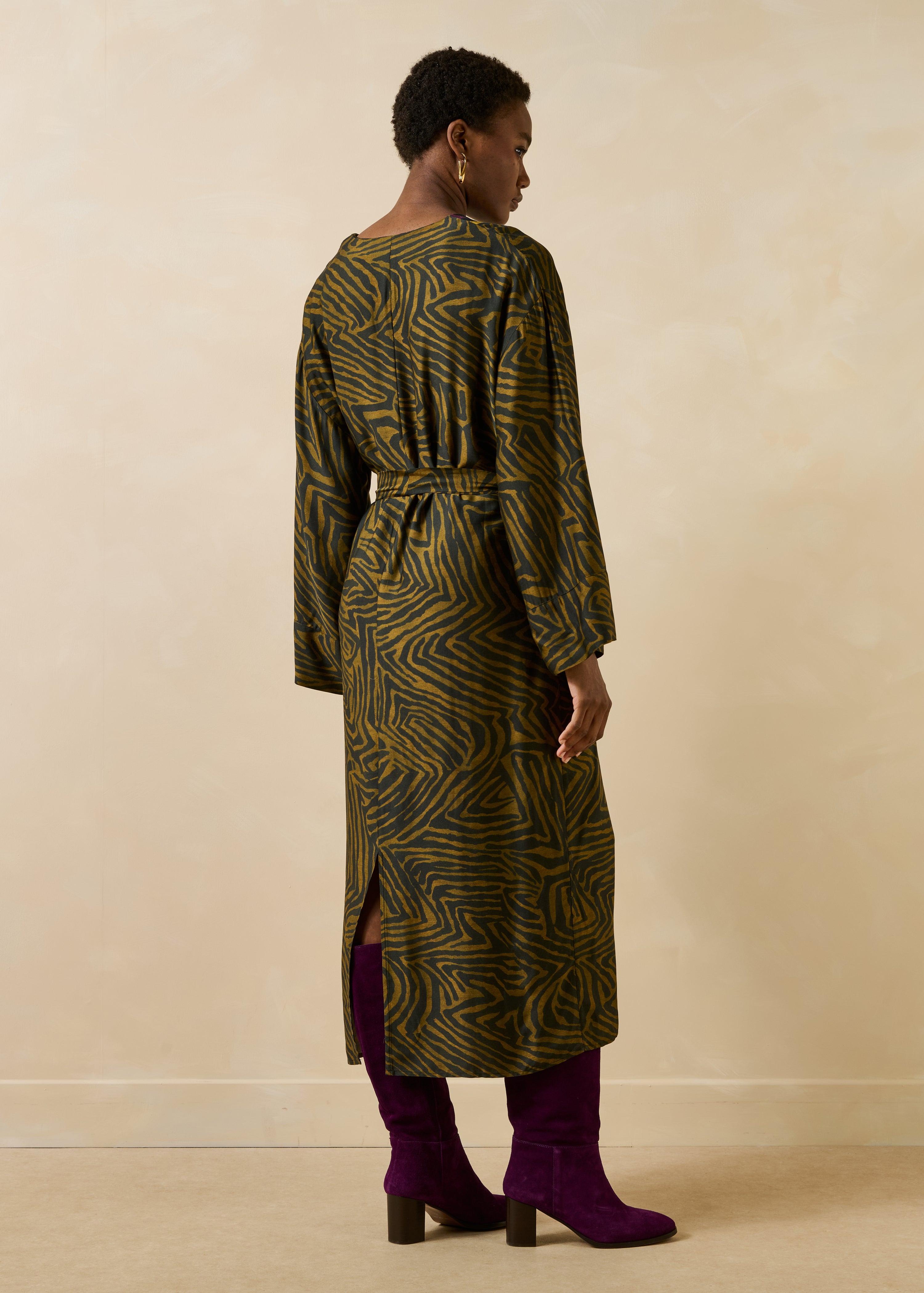 la-f-e-marabout-e-eliop-kleid-schwarz-ocker-zebra-lang image 3