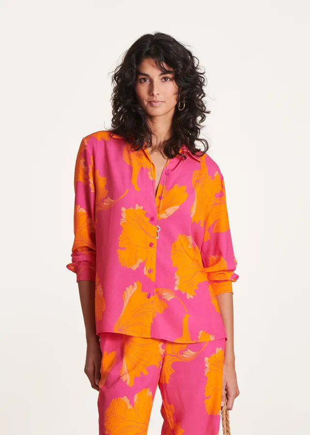 la-f-e-marabout-e-pepa-hemd-damen-rosa-orange-floral-ecovero image 1