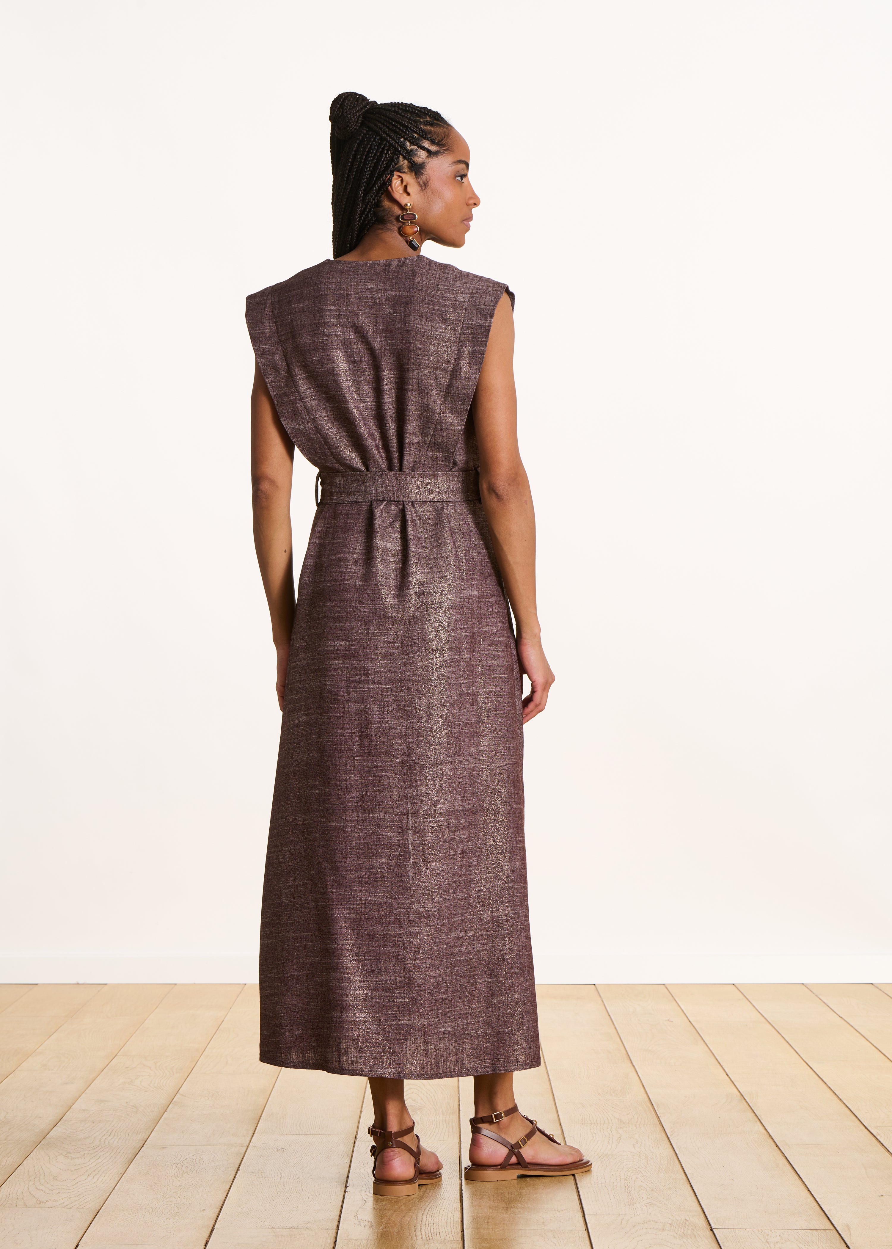 la-f-e-marabout-e-savigny-kleid-midi-braun-wickeloptik image 3