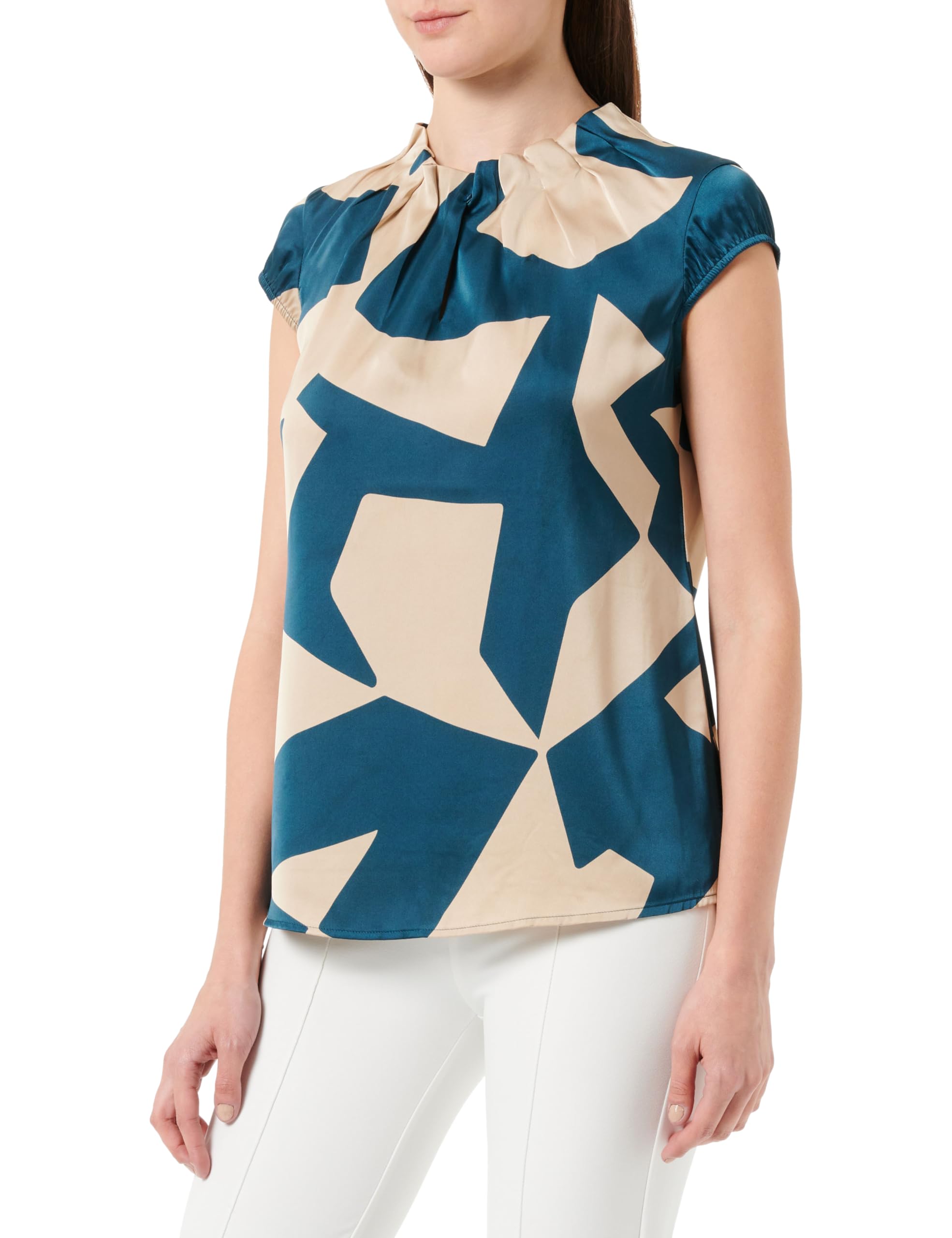 comma-baumwollbluse-damen-kurzarm-mit-faltenfront image 8