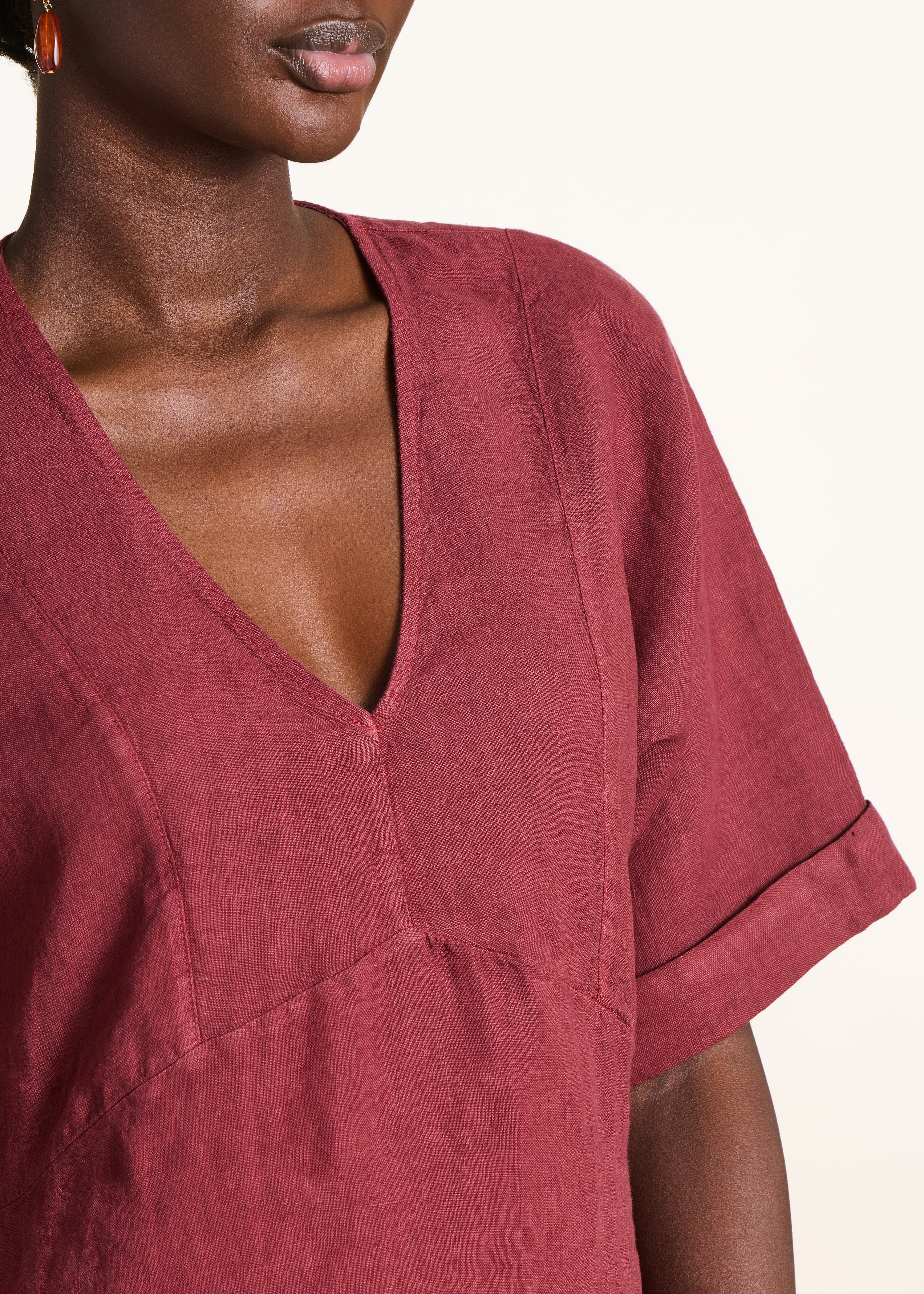 la-f-e-marabout-e-flavie-kleid-bordeaux-leinen-kurz image 4
