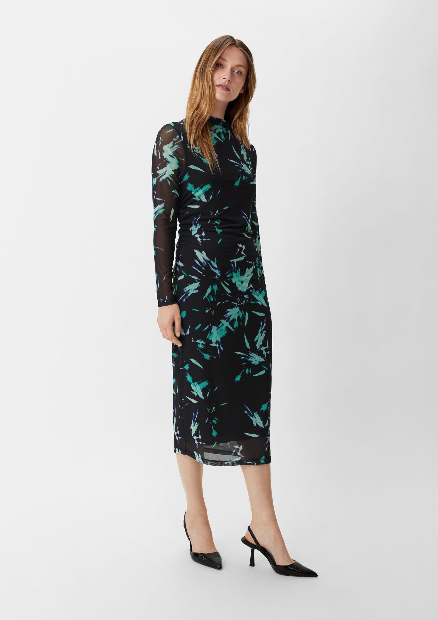 comma-mesh-midikleid-langarm-gr-38-mit-raffung image 5