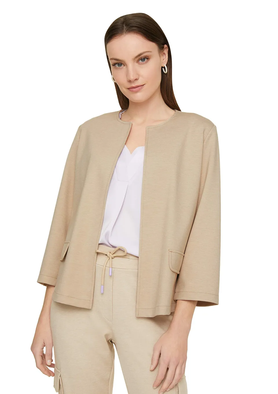 comma-blazerjacke-sand-melange-clean-f-r-damen image 1