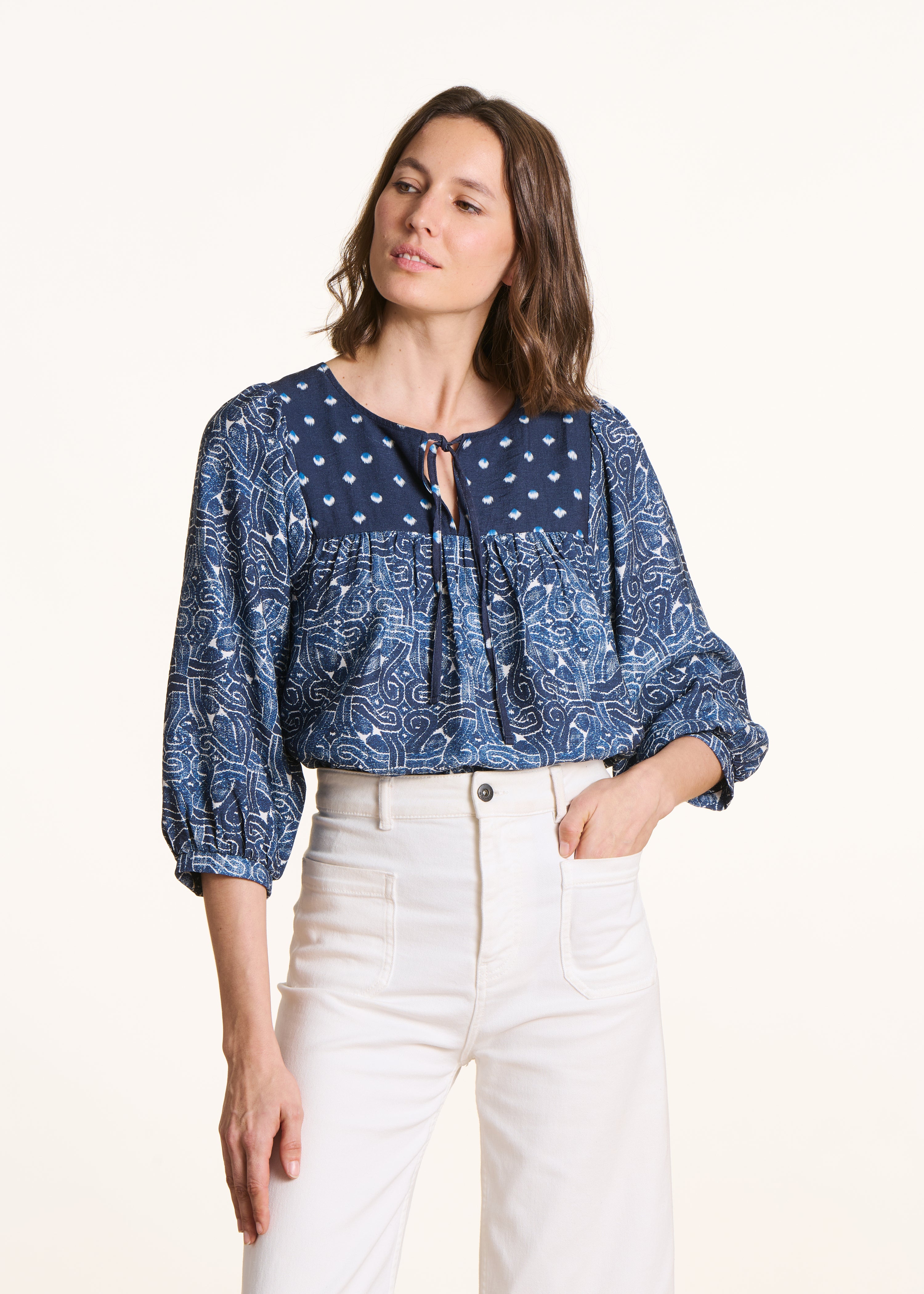 la-f-e-marabout-e-tops-top-blau-patchwork-3-4-rmel-ethno image 1