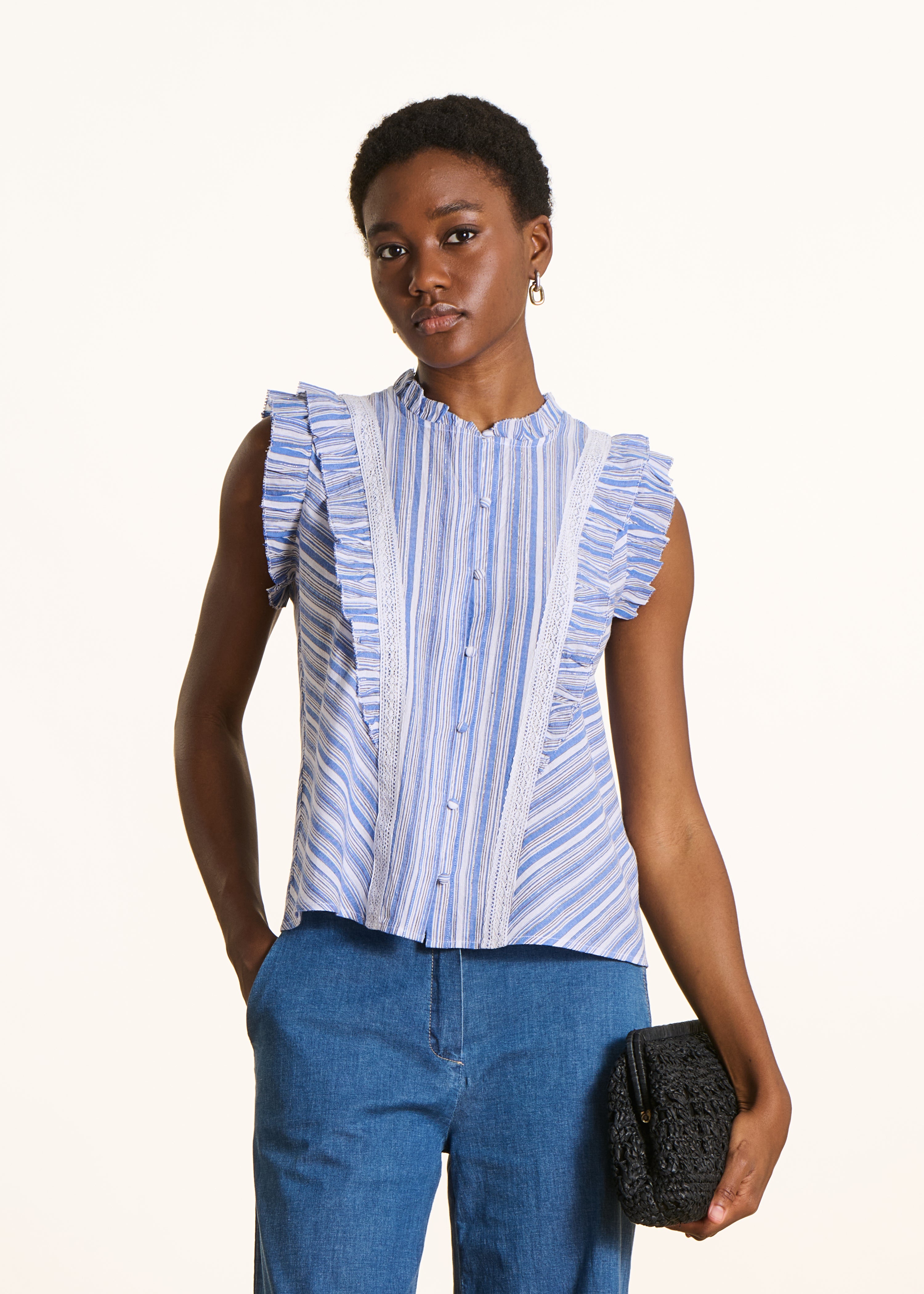 la-f-e-marabout-e-flina-bluse-rmellos-blau-wei-gestreift-bio-baumwolle image 1