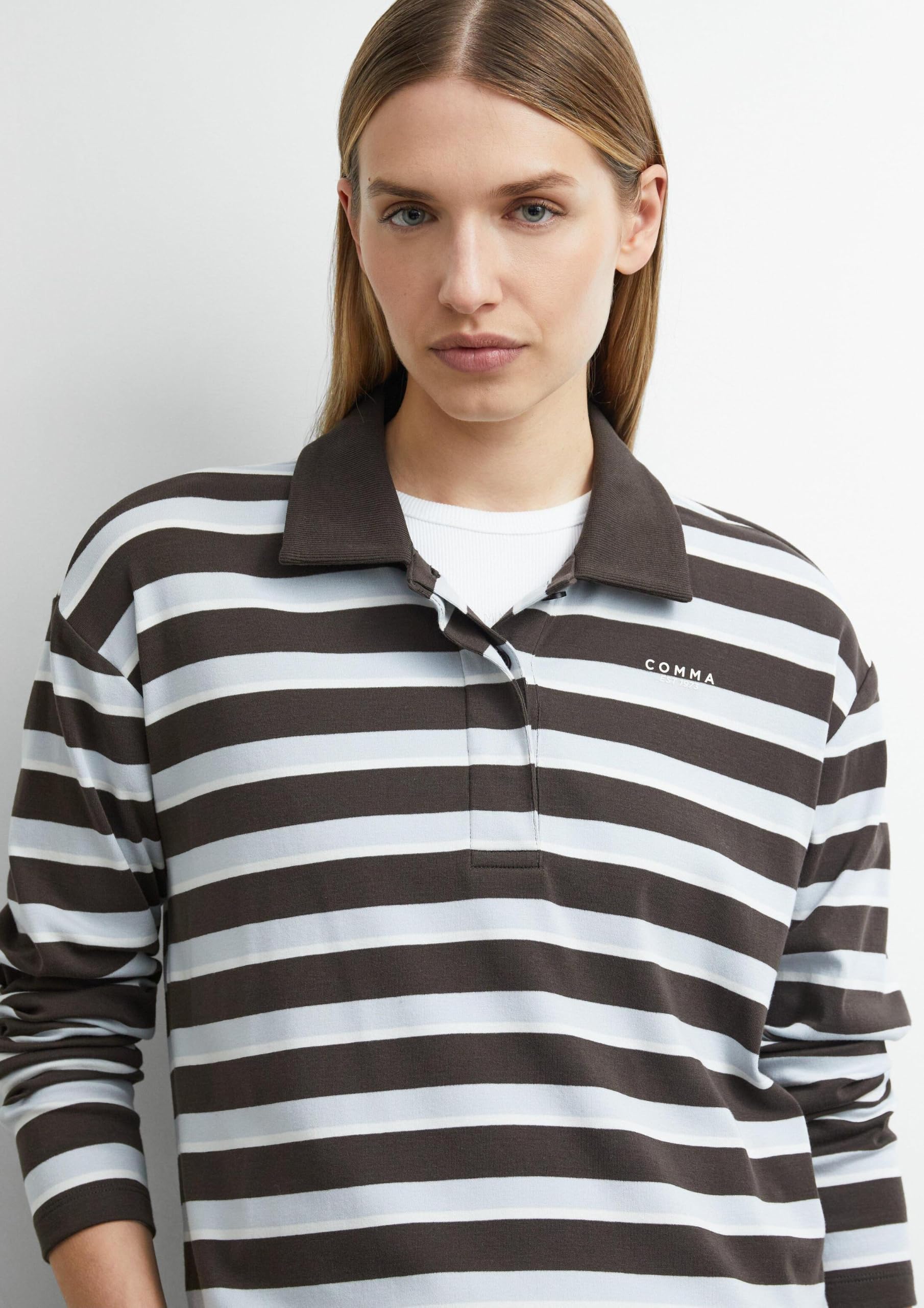 comma-tops-poloshirt-langarm-relaxed-fit-logo-38 image 3