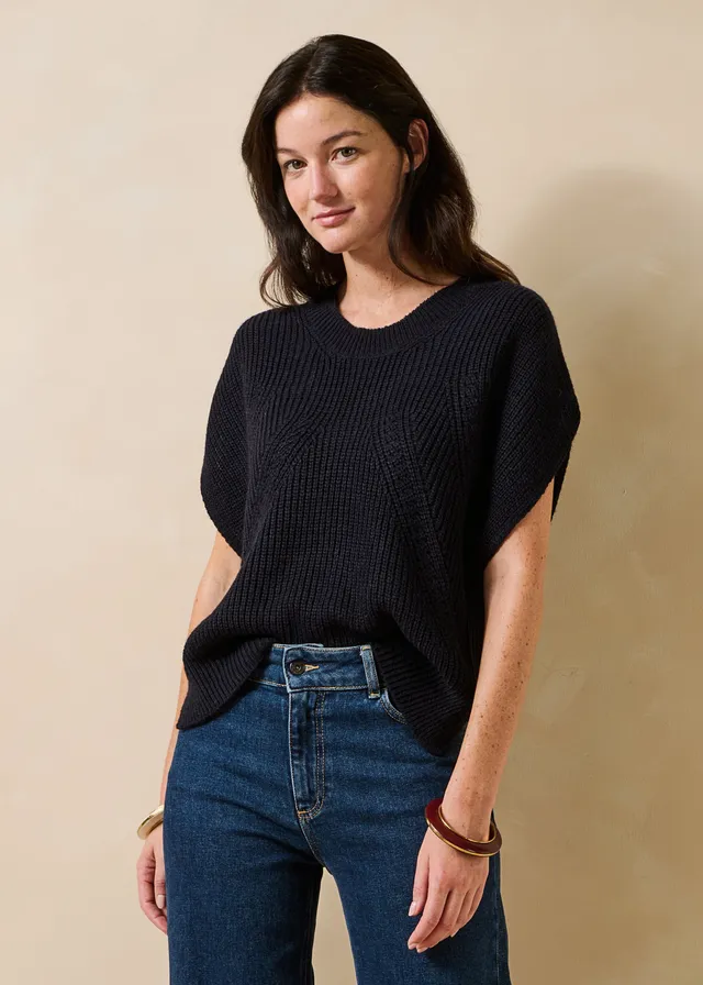 la-f-e-marabout-e-galea-pullover-marine-kurzarm-wolle image 1