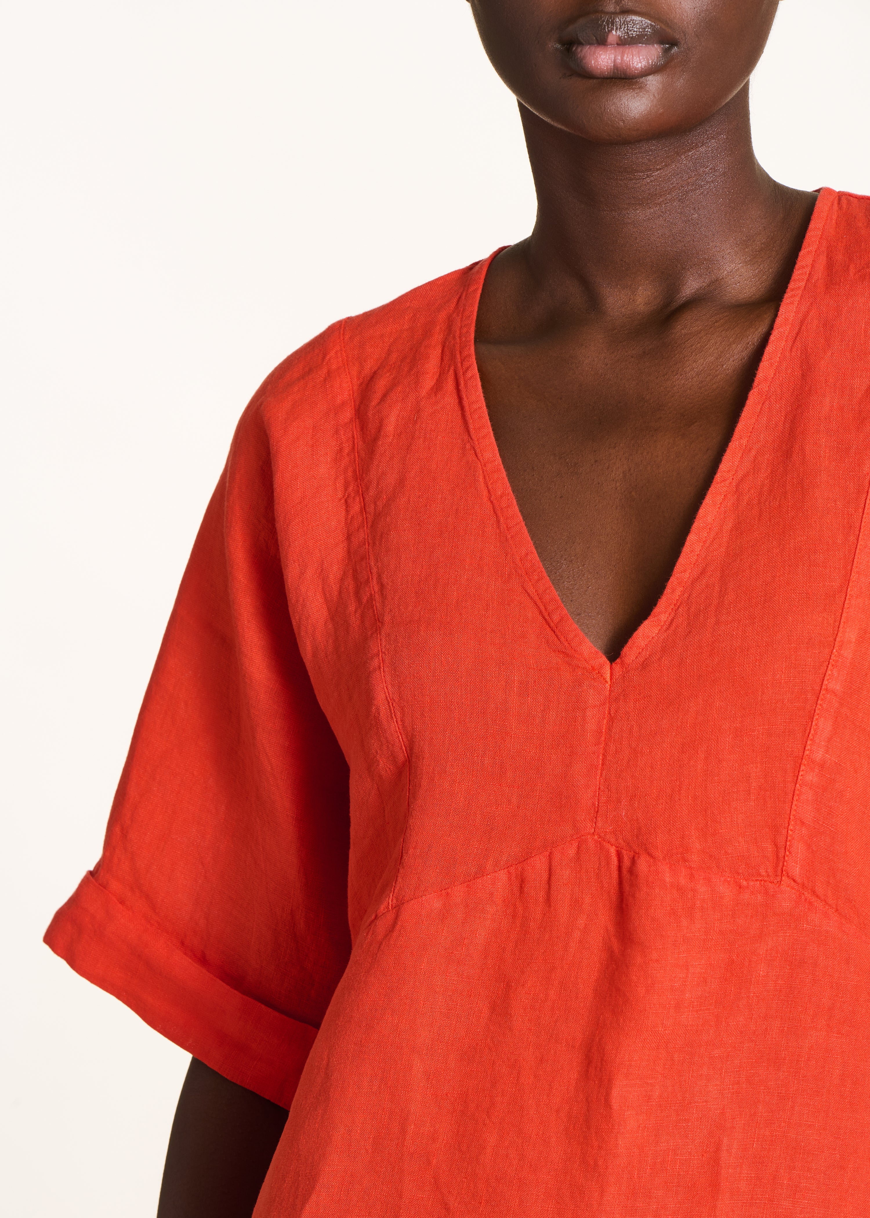la-f-e-marabout-e-flavie-kleid-orange-leinen-v-ausschnitt image 4