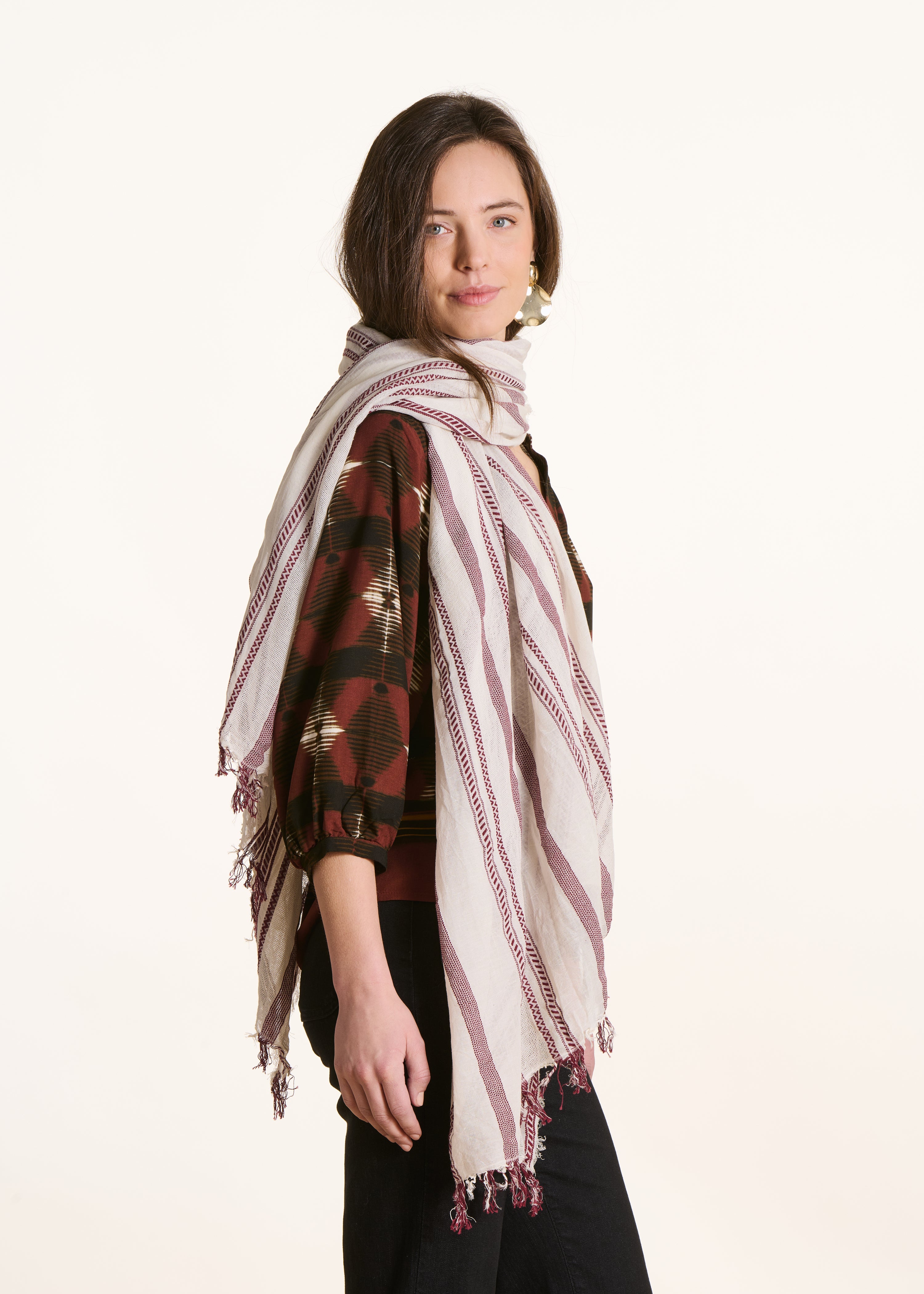 la-f-e-marabout-e-accessoires-schal-baumwolle-bordeaux-gestreift image 1