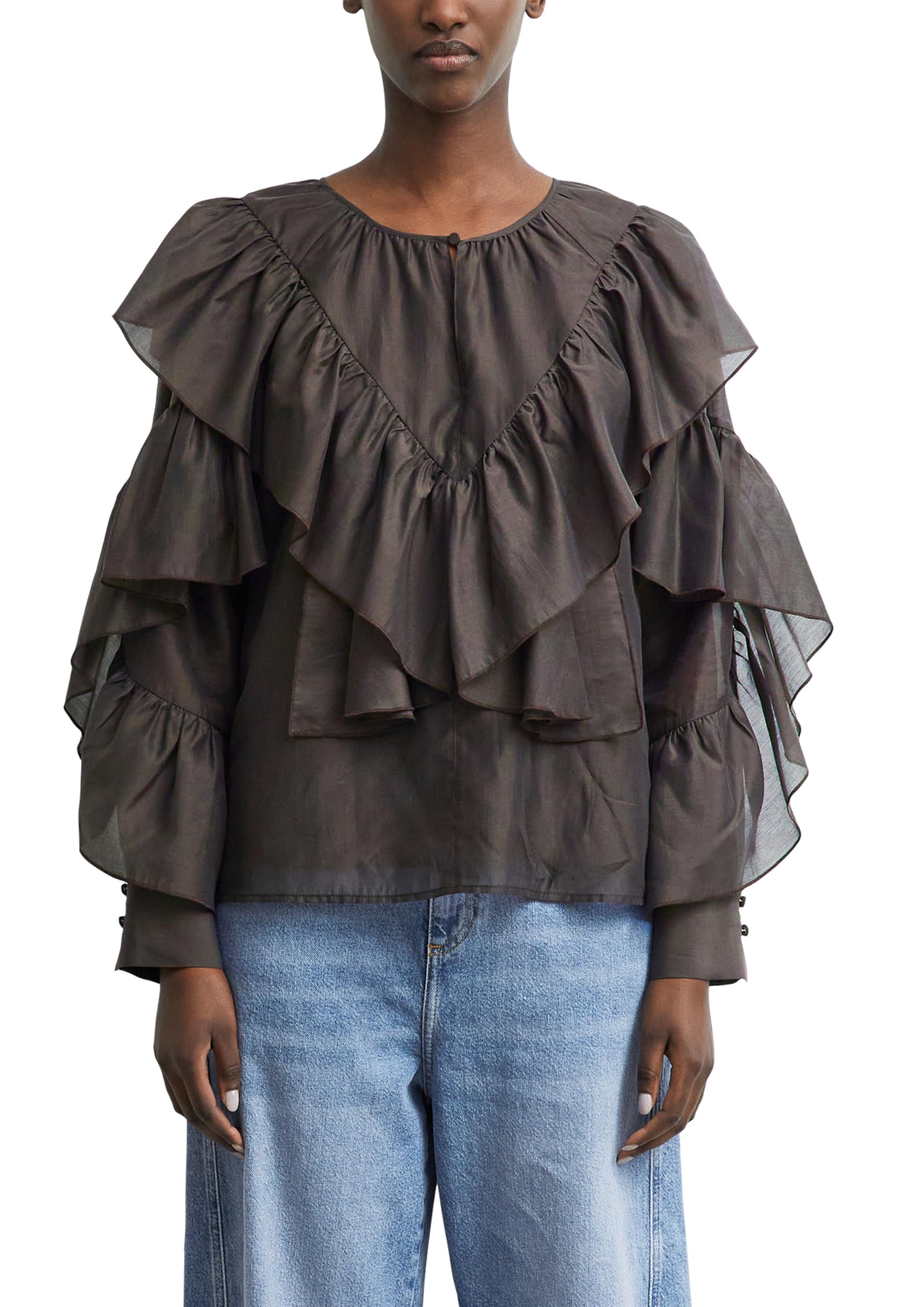 comma-blouses-volant-bluse-langarm-gr-36-mit-raffung image 1