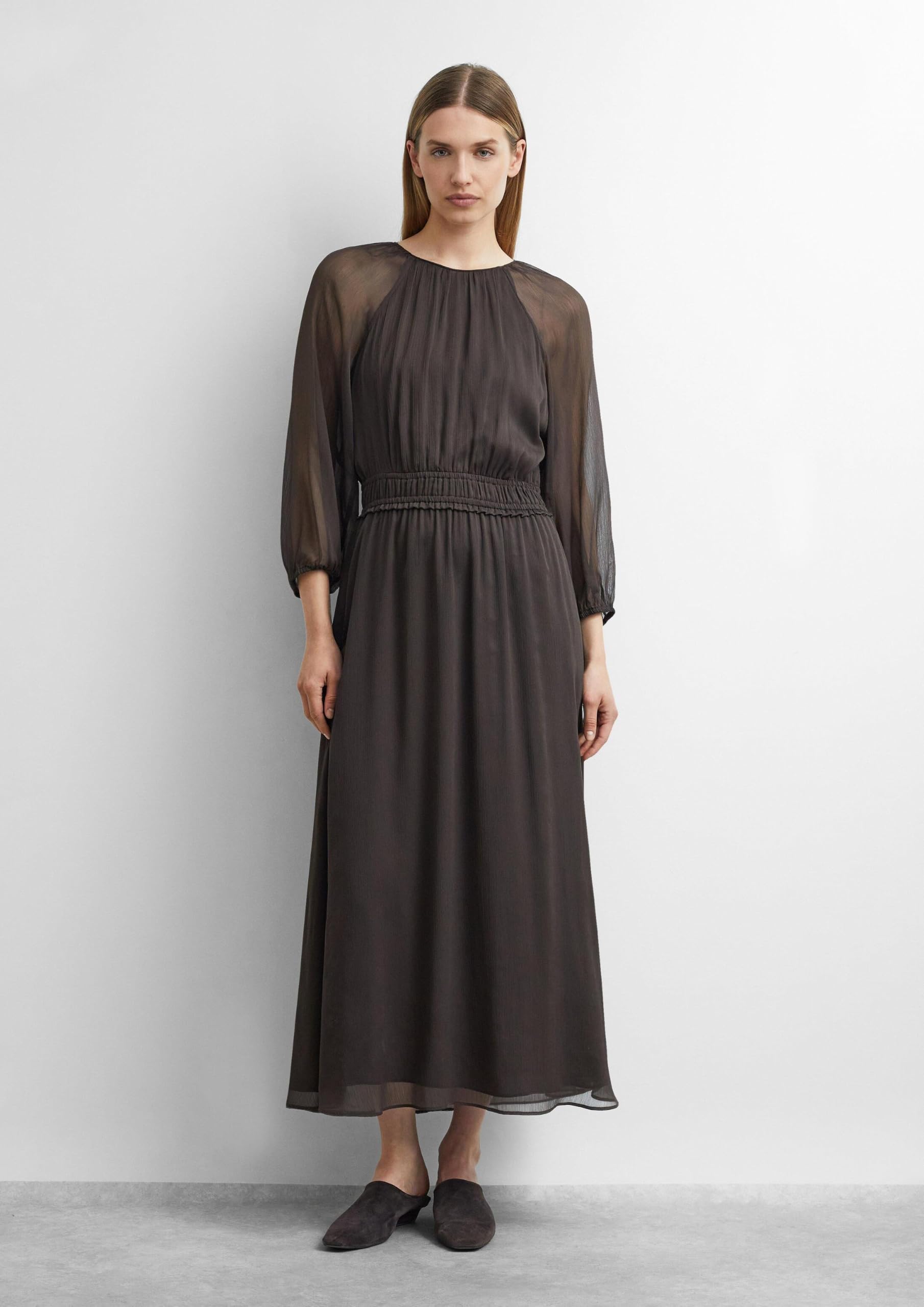 comma-maxikleid-chiffon-langarm-kleid-38-semi-transparent image 6