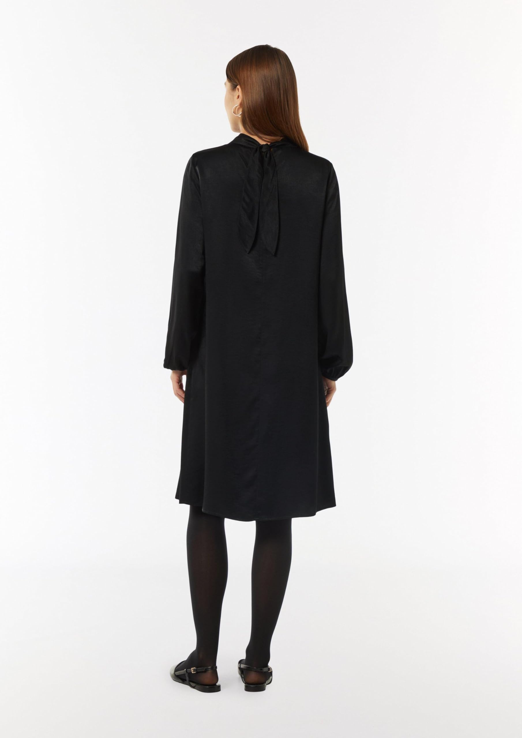 comma-viskosemix-kleid-mit-bindedetail-web-kleid-t-rkisblau image 7
