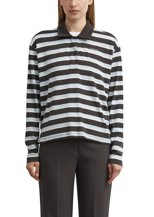 comma-tops-poloshirt-langarm-relaxed-fit-logo-38 image 1