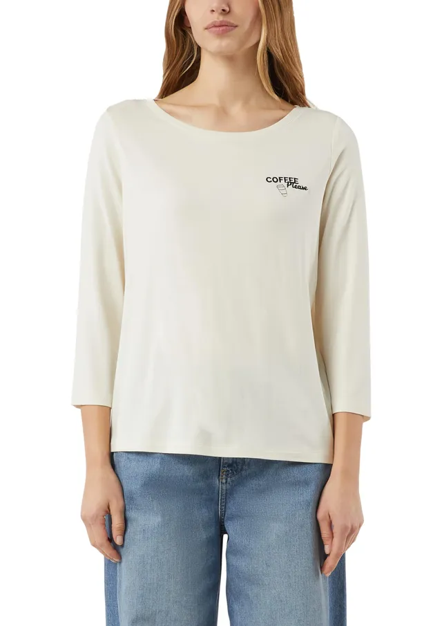 comma-tops-jersey-t-shirt-3-4-arm-gr-36-creme-frontprint image 1