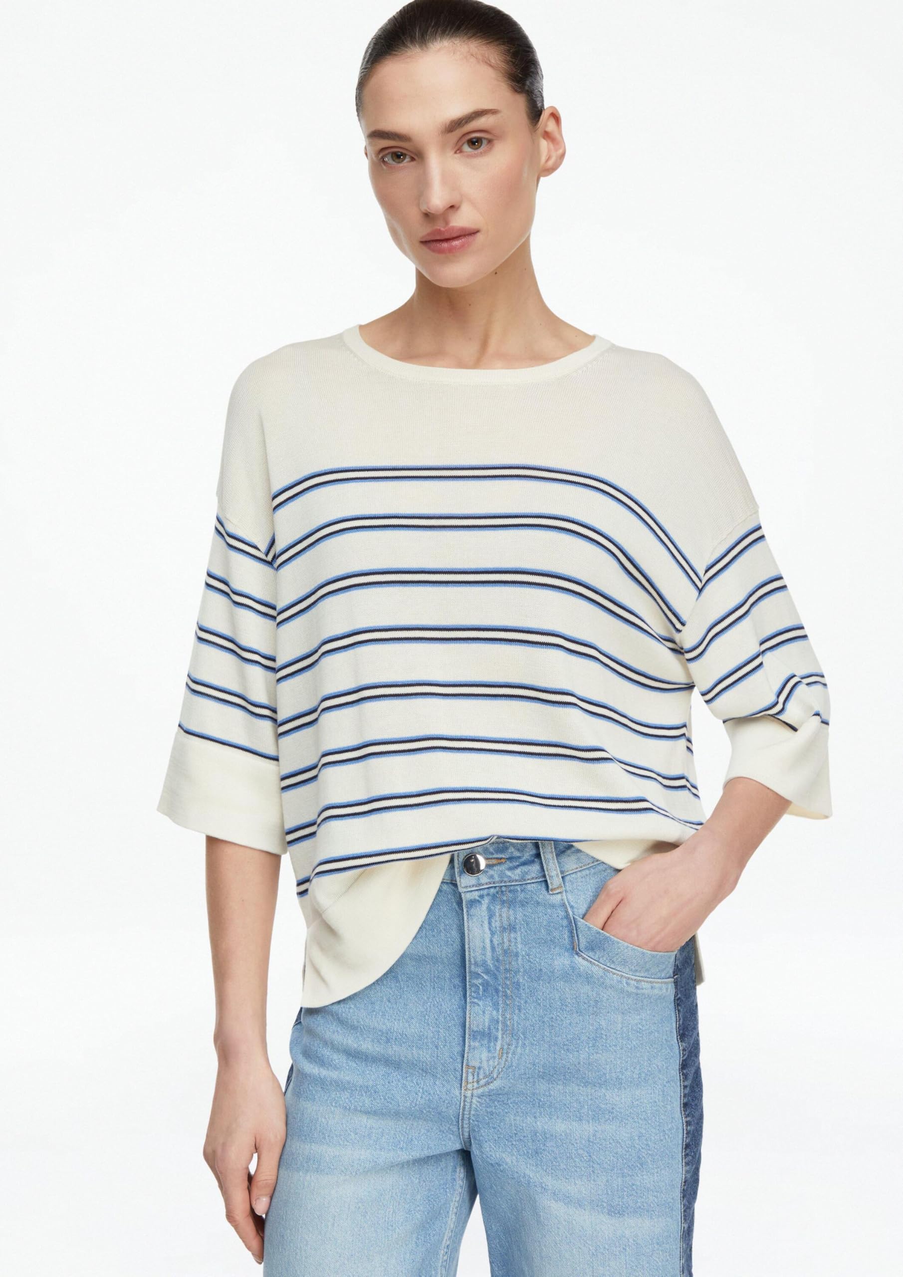 comma-strickpullover-gestreift-kurzarm-gr-l-relaxed-fit image 3