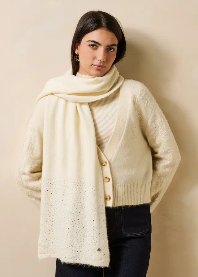 la-f-e-marabout-e-grapal-schal-ecru-mit-strass image 1