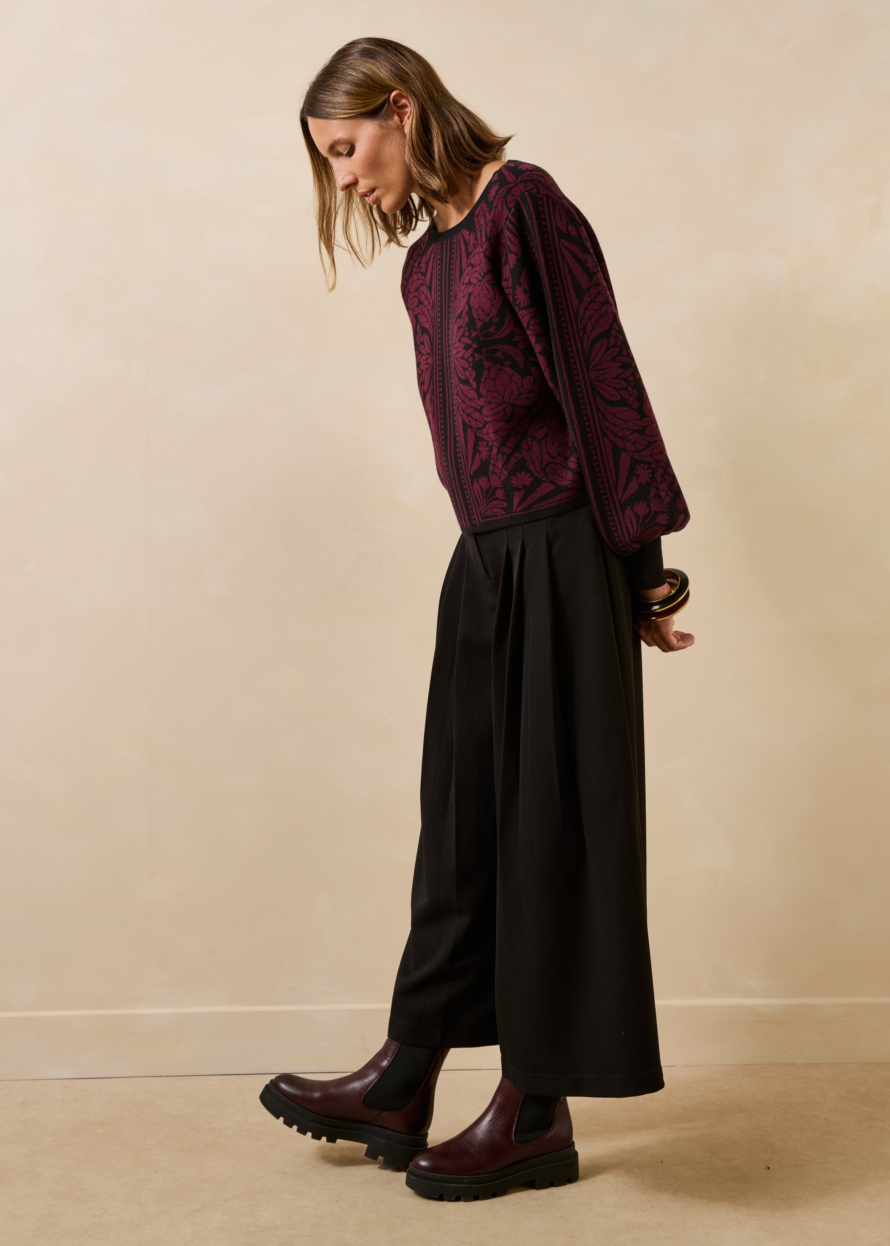 la-f-e-marabout-e-gambie-pullover-schwarz-jacquard image 2