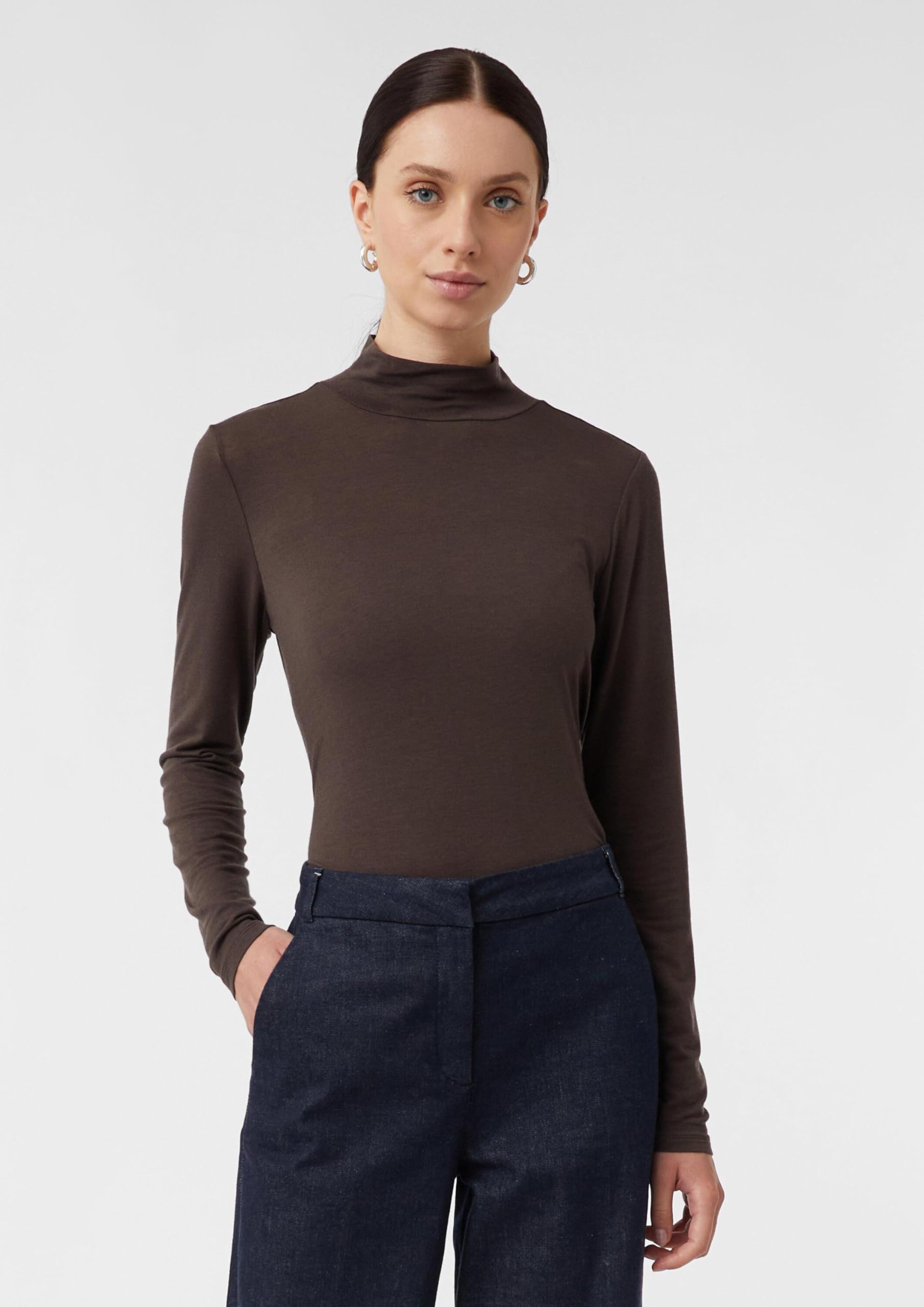 comma-tops-semitransparentes-shirt-stehkragen-top image 7