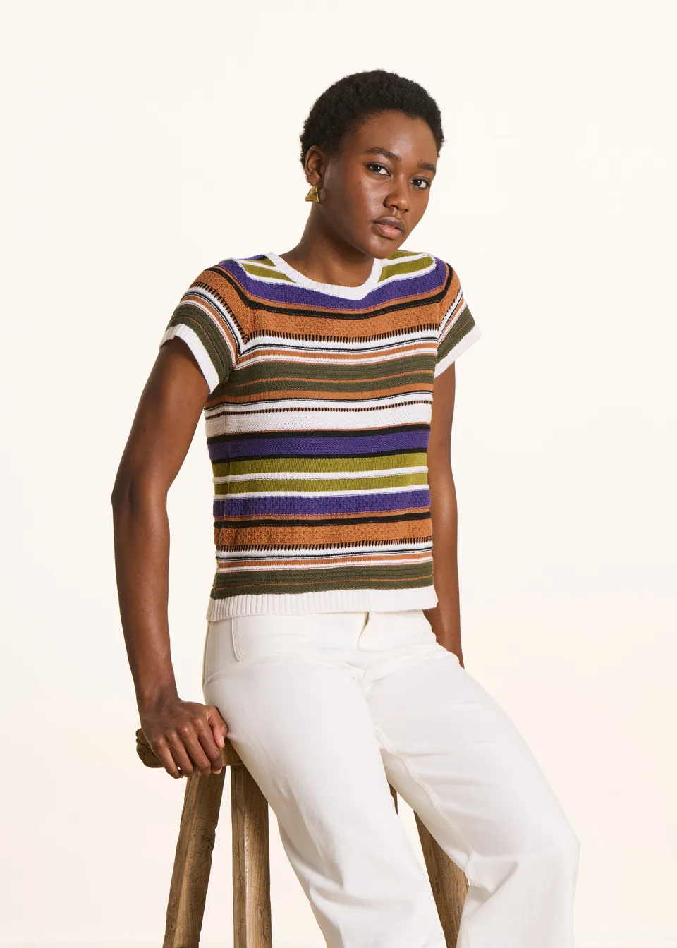 la-f-e-marabout-e-foxini-pullover-streifen-khaki-camel image 1