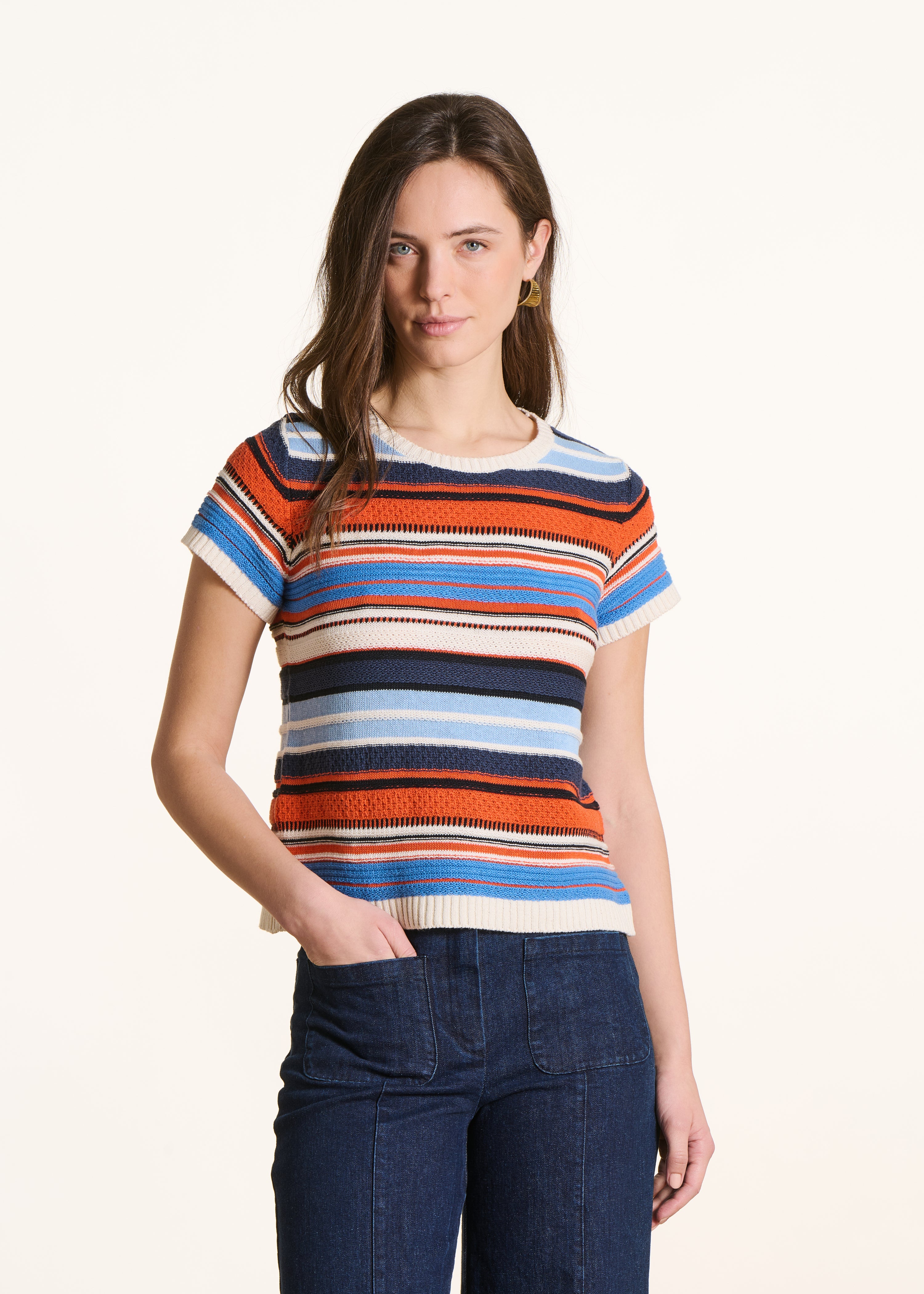 la-f-e-marabout-e-foxini-pullover-gestreift-kurzarm image 1