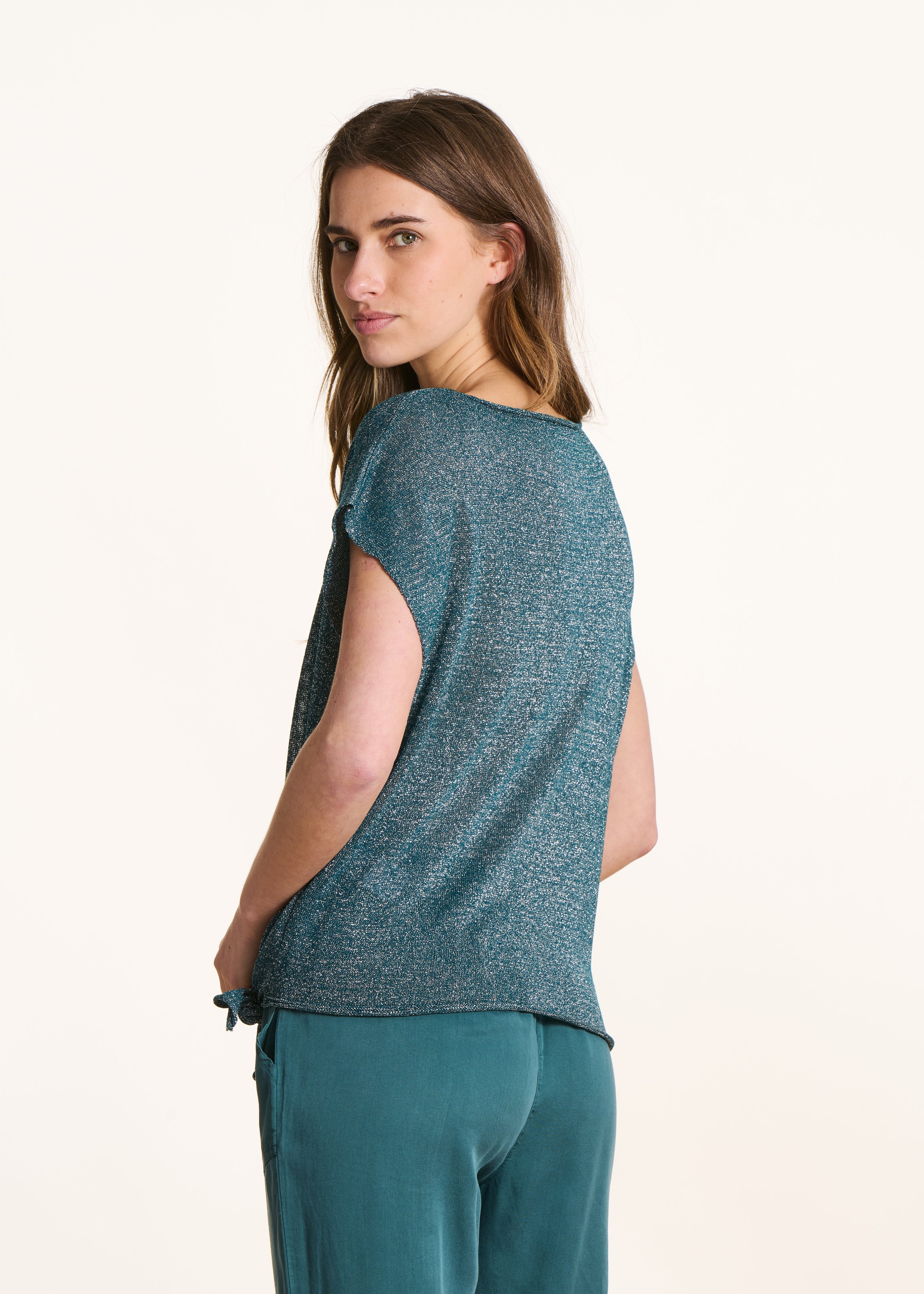 la-f-e-marabout-e-pullover-petrol-damen-feinstrick-kurzarm image 3