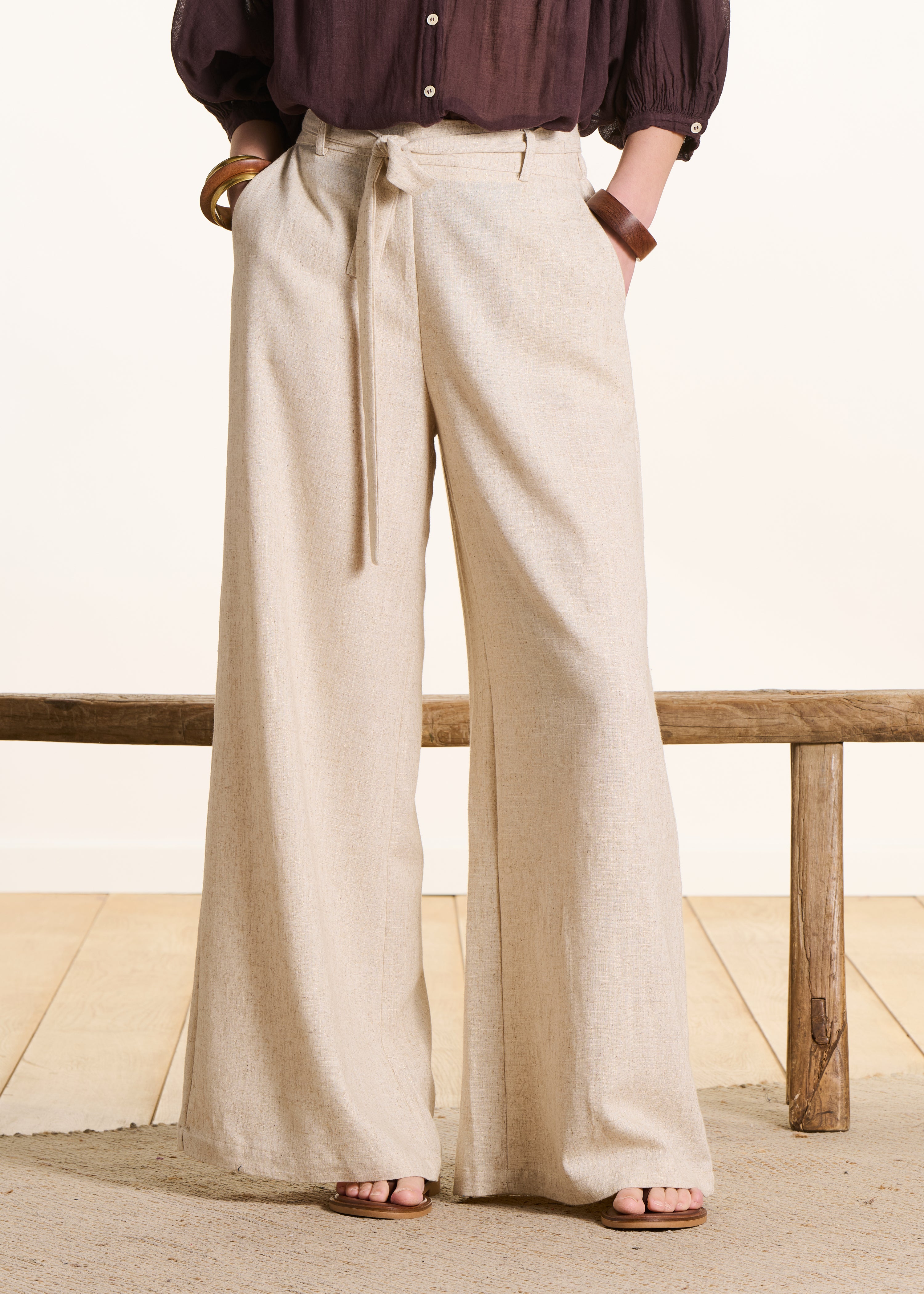 la-f-e-marabout-e-dorony-stoffhose-beige-weit-bindeg-rtel image 2