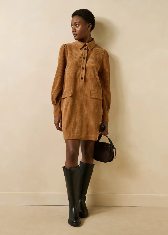 la-f-e-marabout-e-gamine-kleid-camel-cord-kurz image 1
