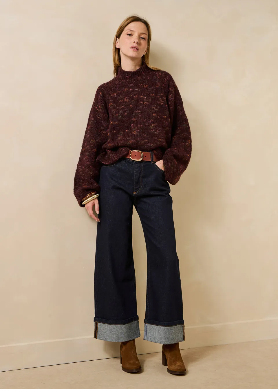 la-f-e-marabout-e-grigio-pullover-bordeaux-oversize-noppe image 1