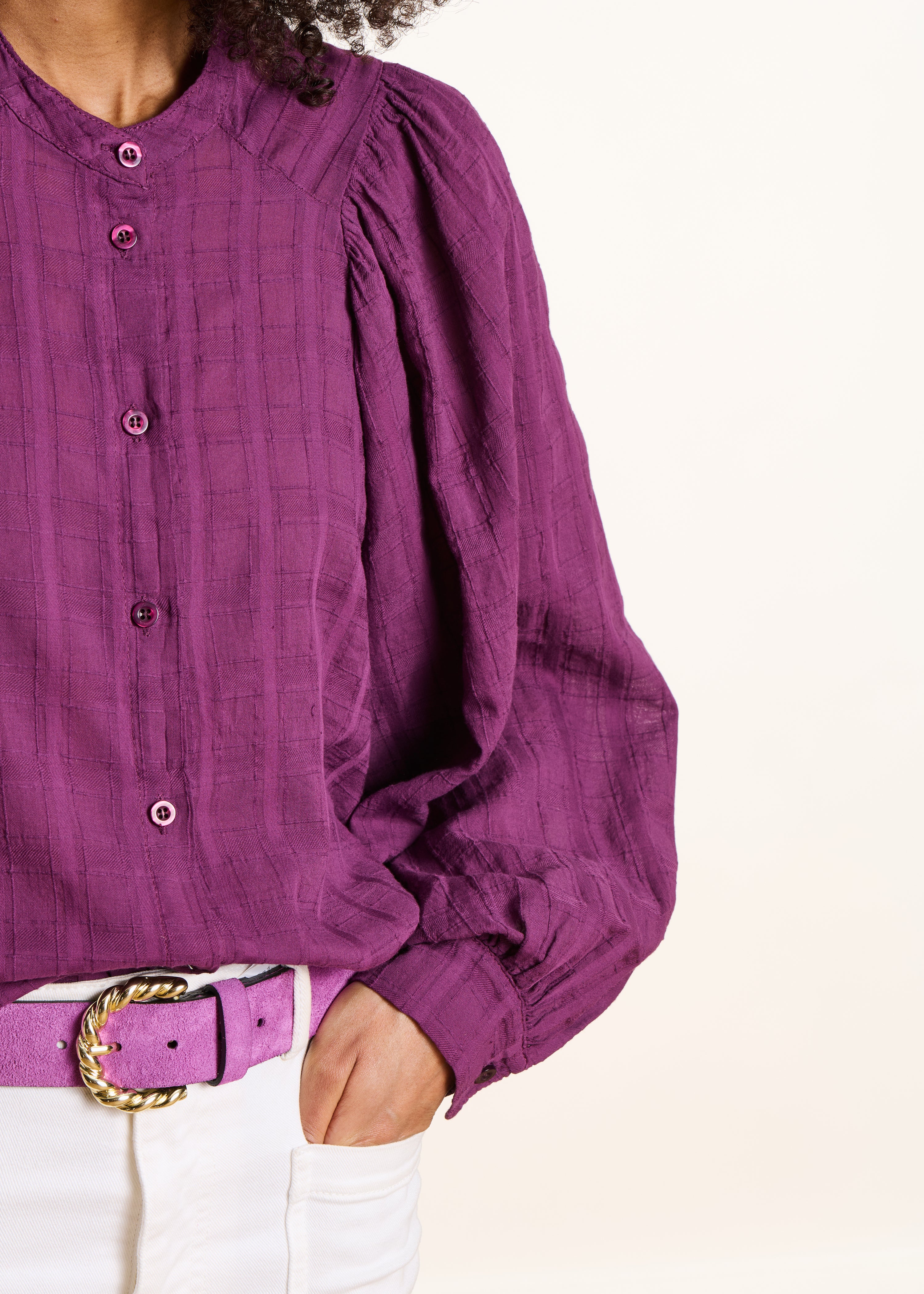 la-f-e-marabout-e-bluse-violett-karo-weit-baumwolle image 5