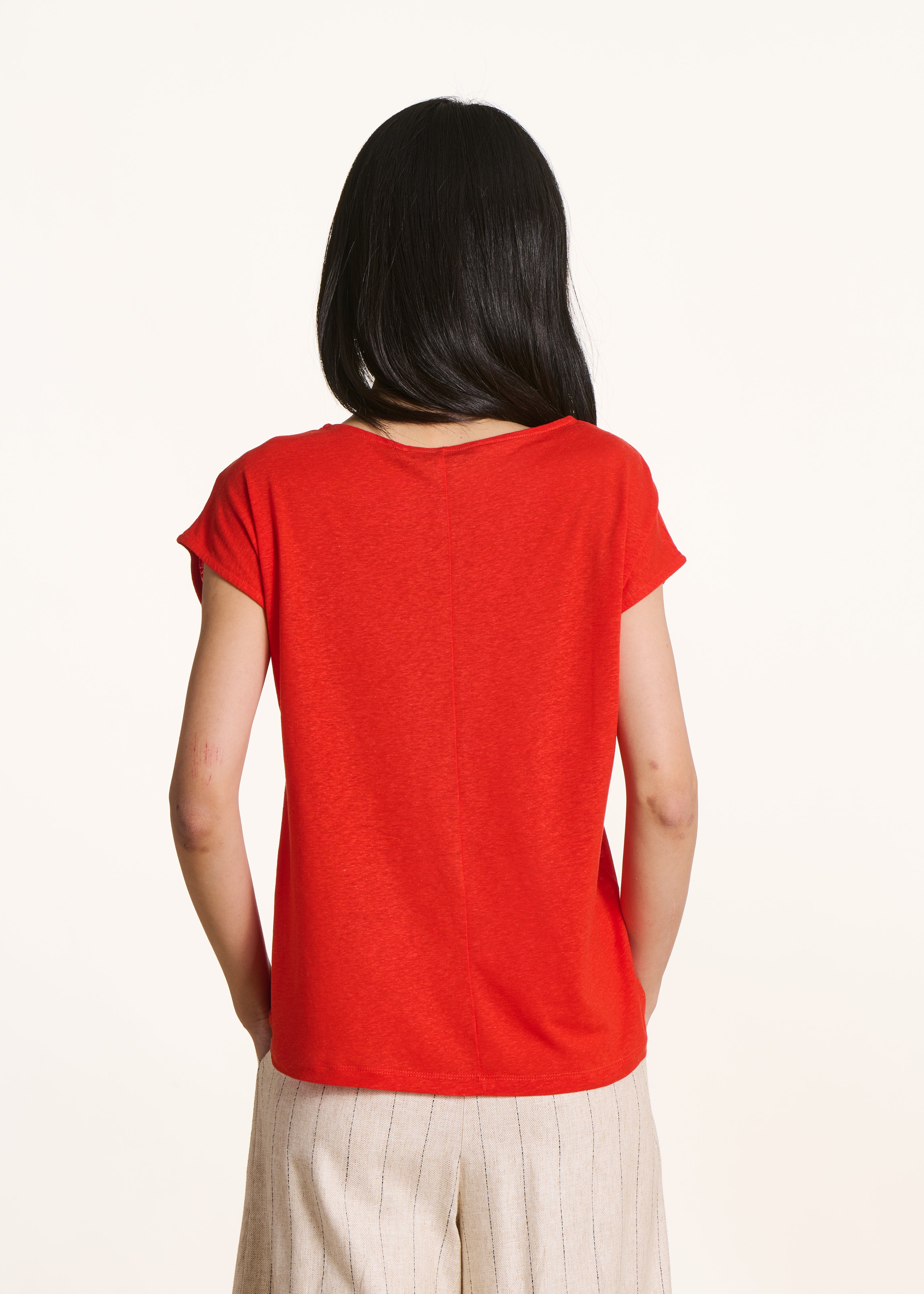 la-f-e-marabout-e-virano-t-shirt-rot-rundhals-lyocell-leinen image 3