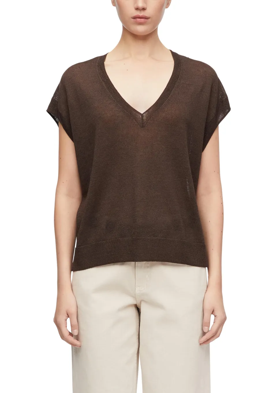 comma-strickpullover-gr-l-dunkelbraun-feinstrick-damen image 1