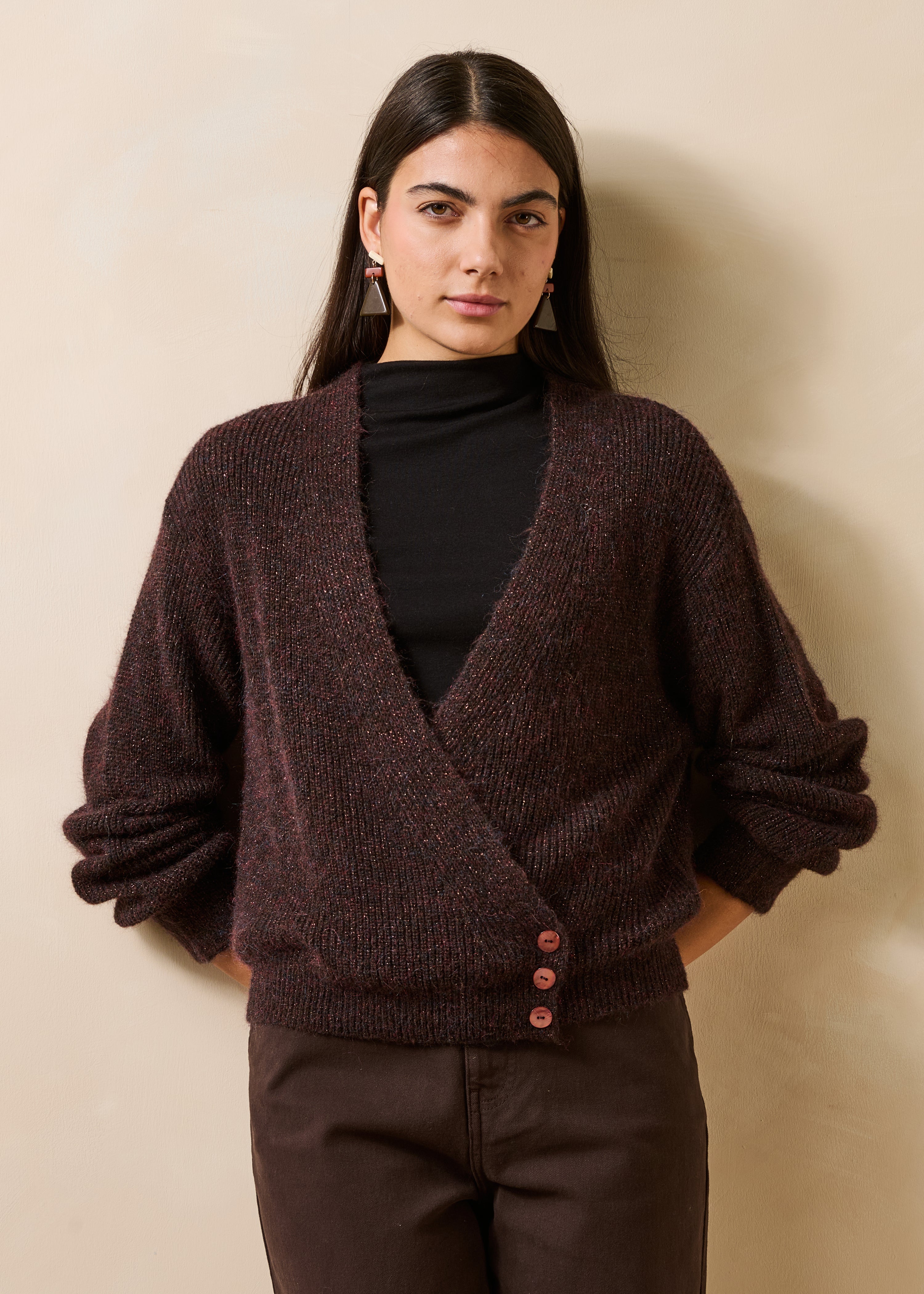 la-f-e-marabout-e-gorgeti-strickweste-damen-braun-wolle image 1
