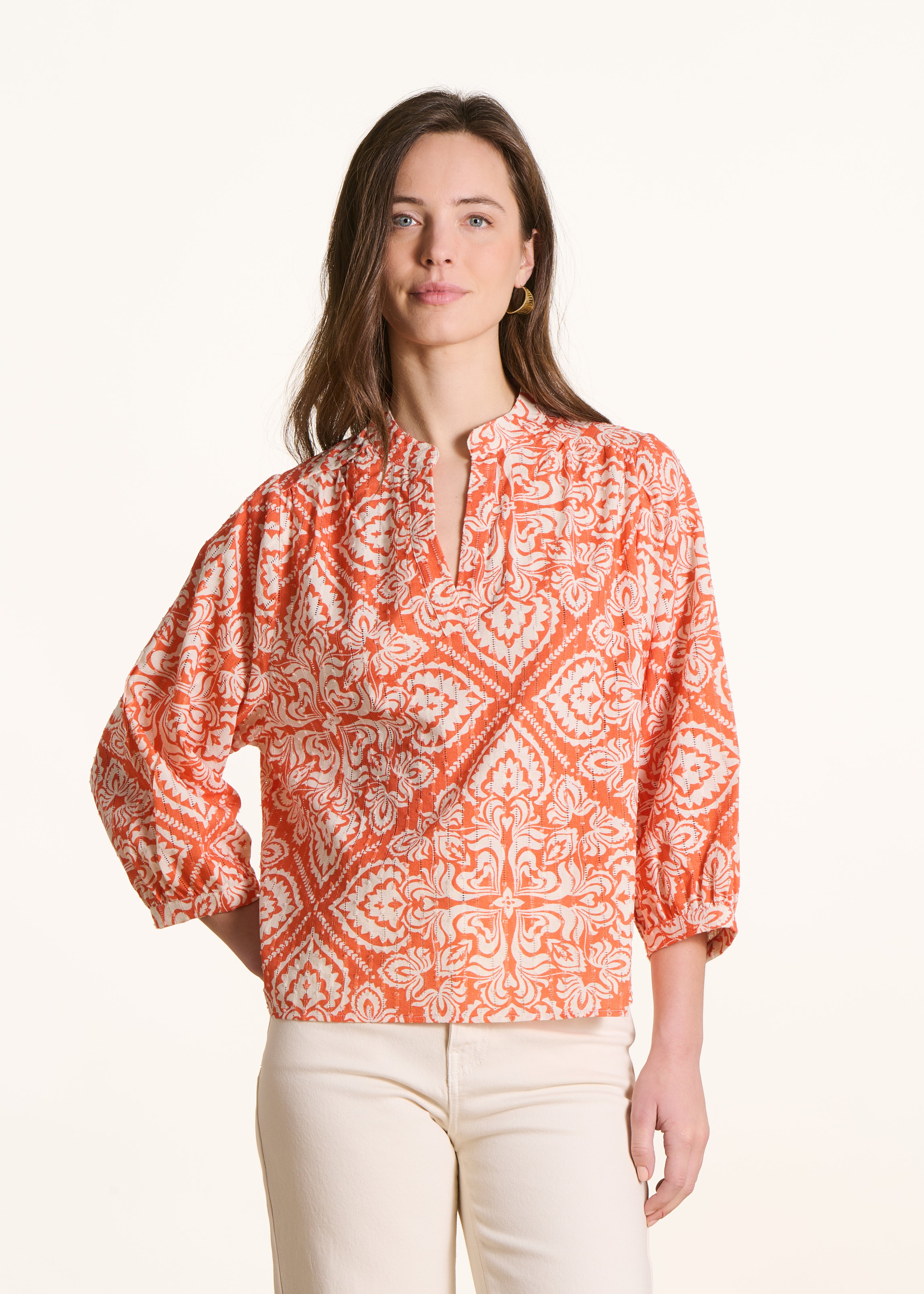 la-f-e-marabout-e-vince-top-orange-floral-baumwolle image 1