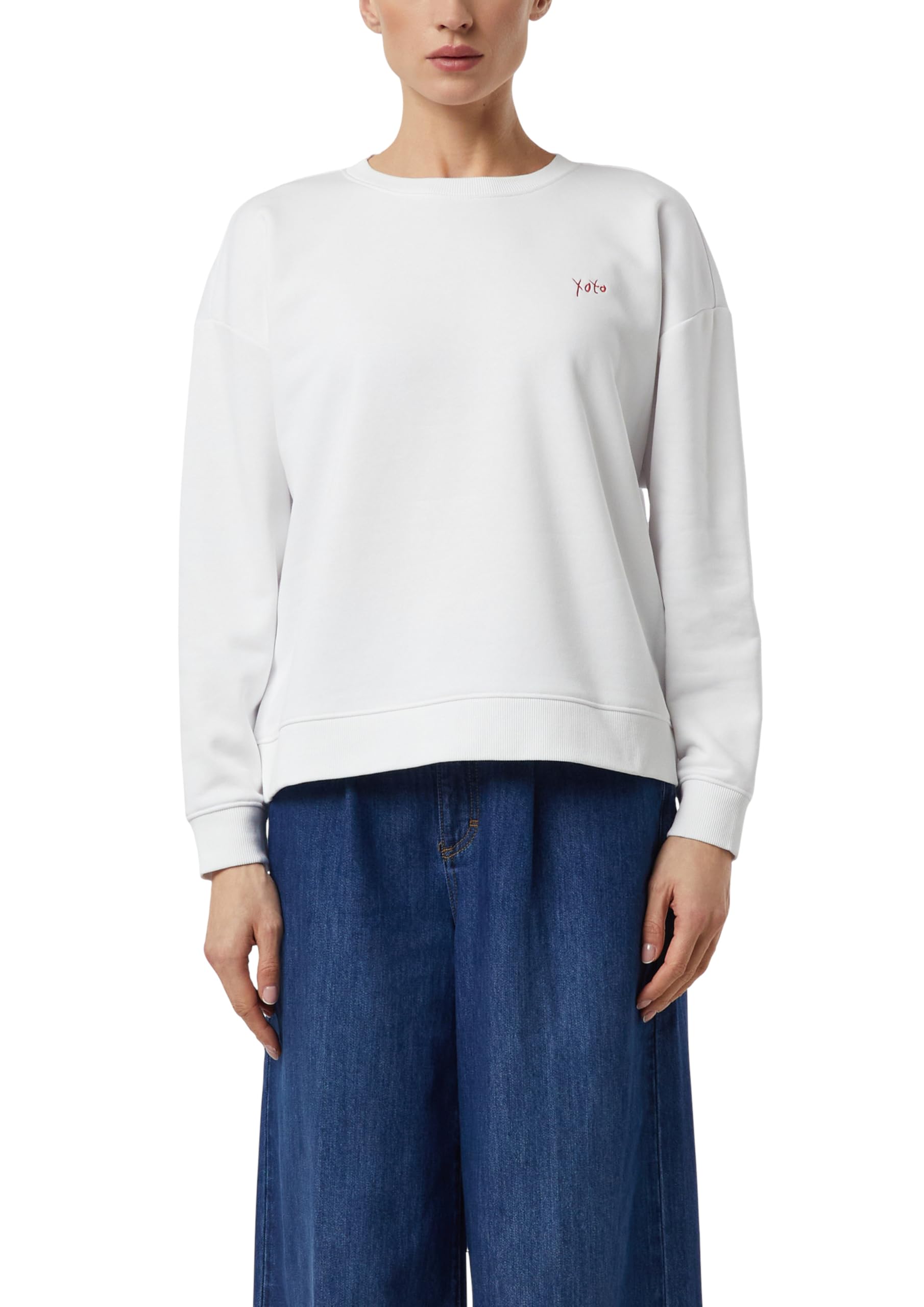 comma-sweatshirt-relaxed-fit-stickerei-rundhals-wei-gr-32-46 image 1