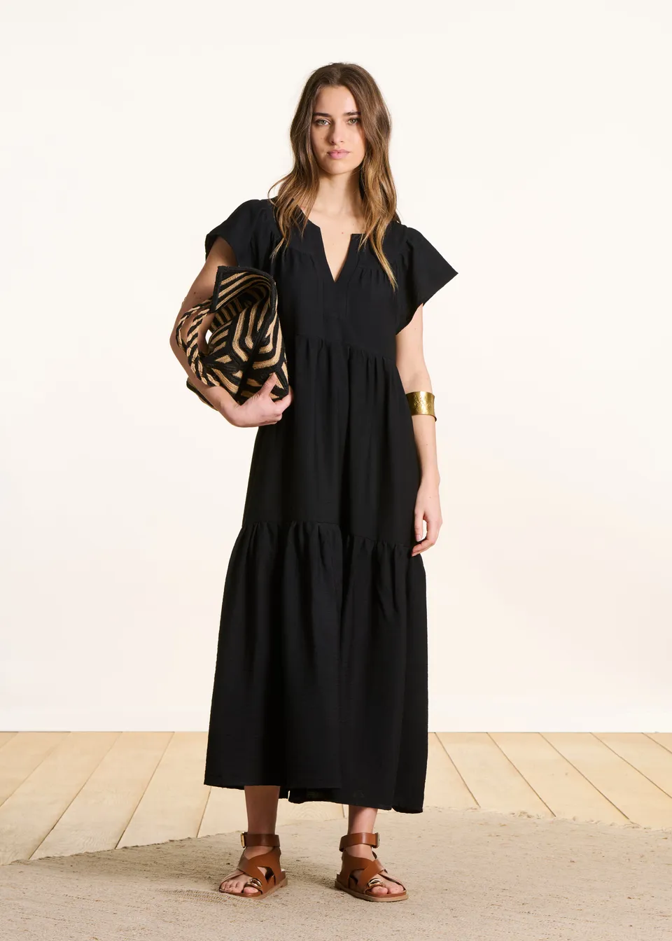 la-f-e-marabout-e-fomiga-maxikleid-schwarz-jacquard-volant image 1