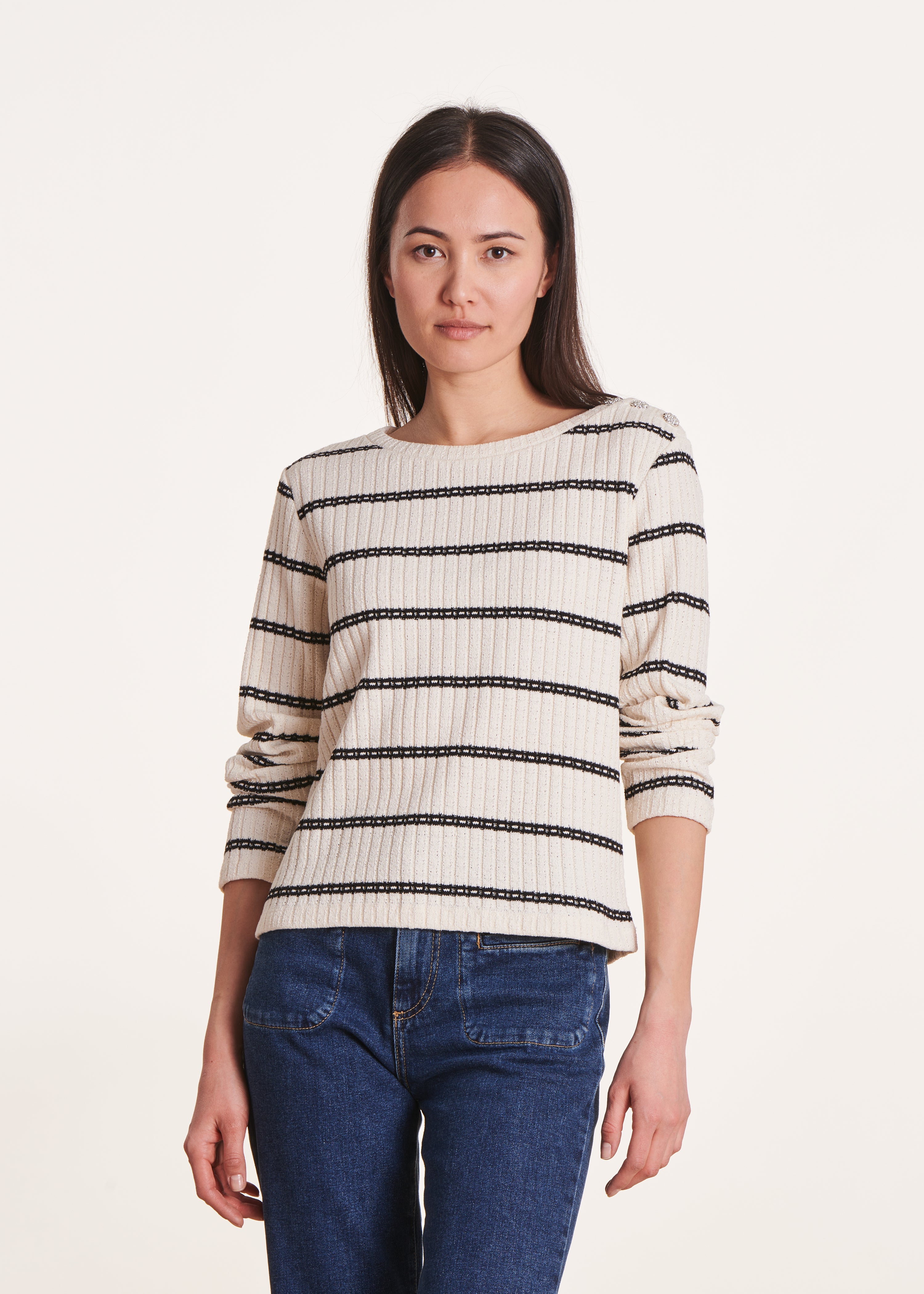la-f-e-marabout-e-pullover-marini-re-bio-baumwolle-ecru image 1